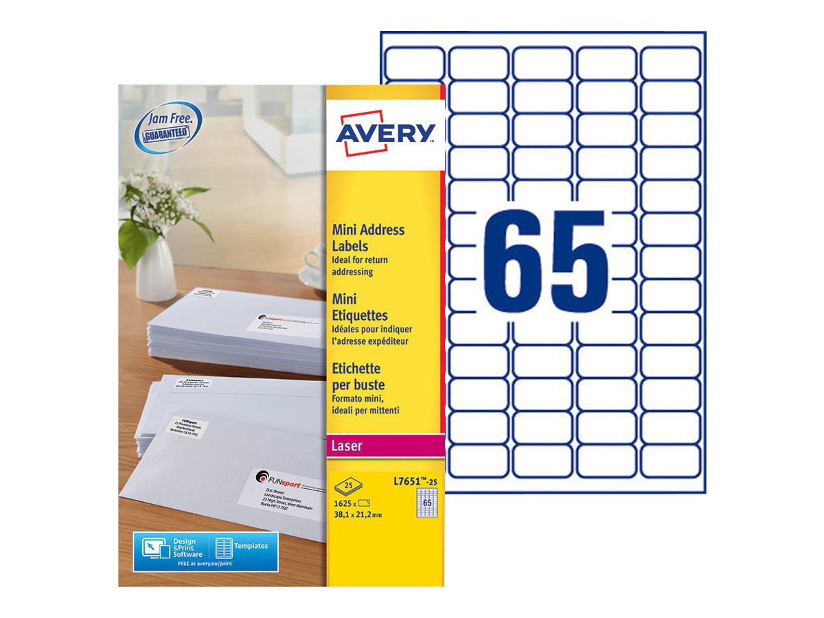 Avery L7651-25 etiqueta para direccin Blanco Etiqueta autoadhesiva