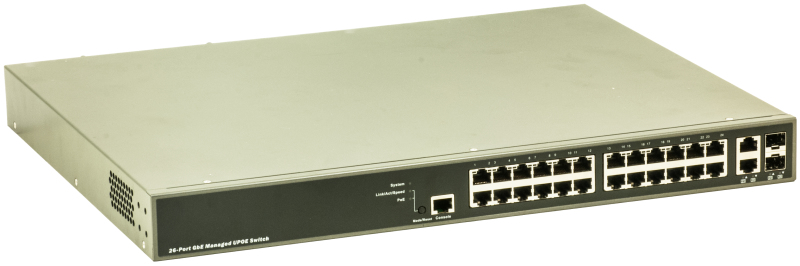Barox RY-LGSPTR23-26 switch Gestionado L2/L3 Gigabit Ethernet (10/100/1000) Energ�a sobre Ethernet (PoE) 1U Gris
