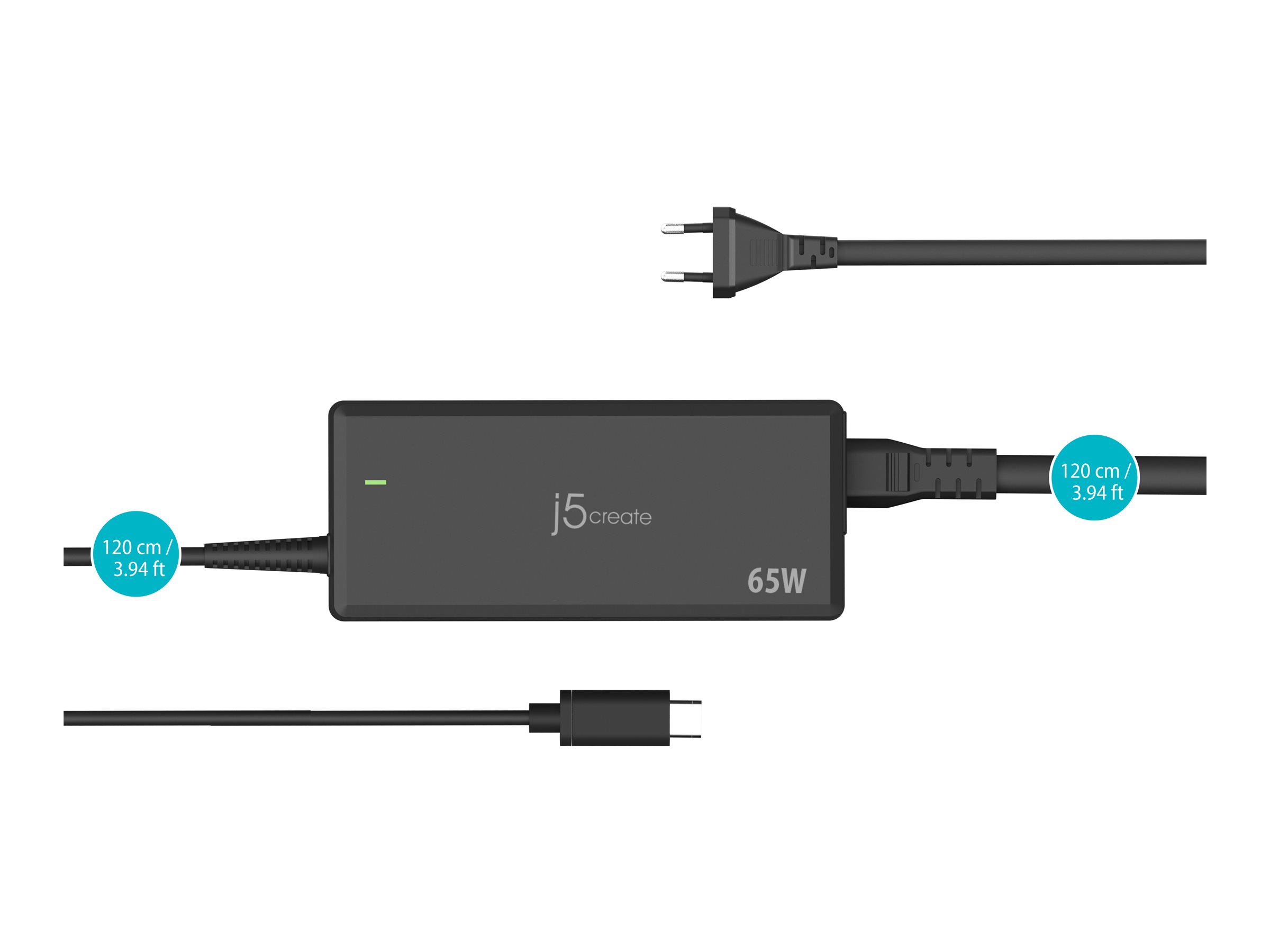 j5create Adaptador de Corriente USB-C� PD de 65W