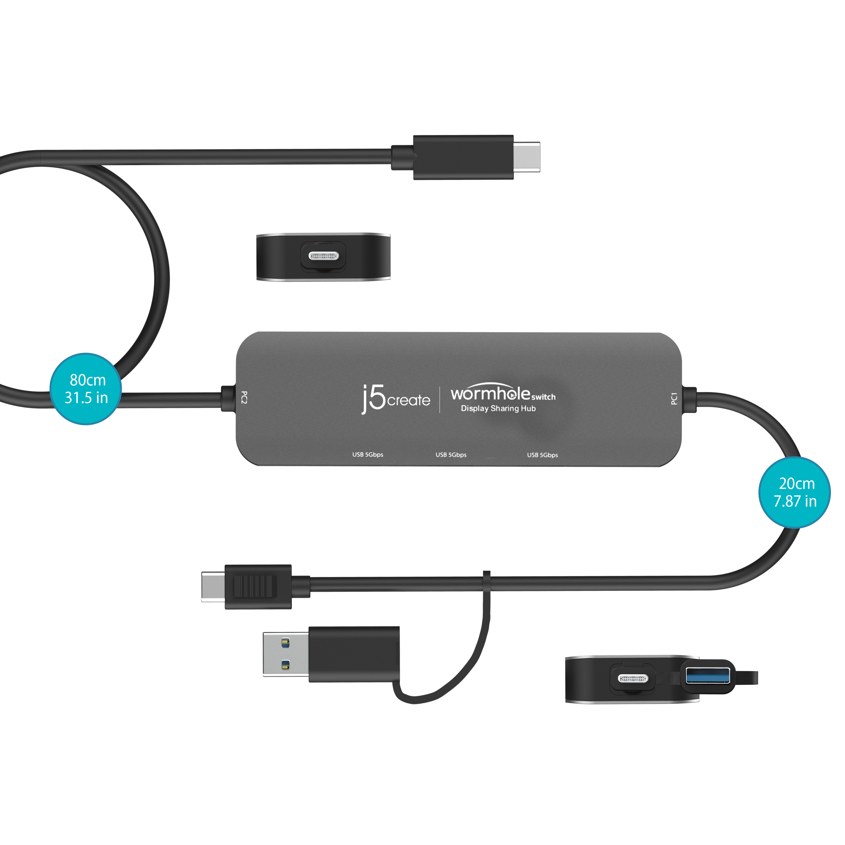 j5create JCH462 Wormhole Switch Display Sharing Hub, Black