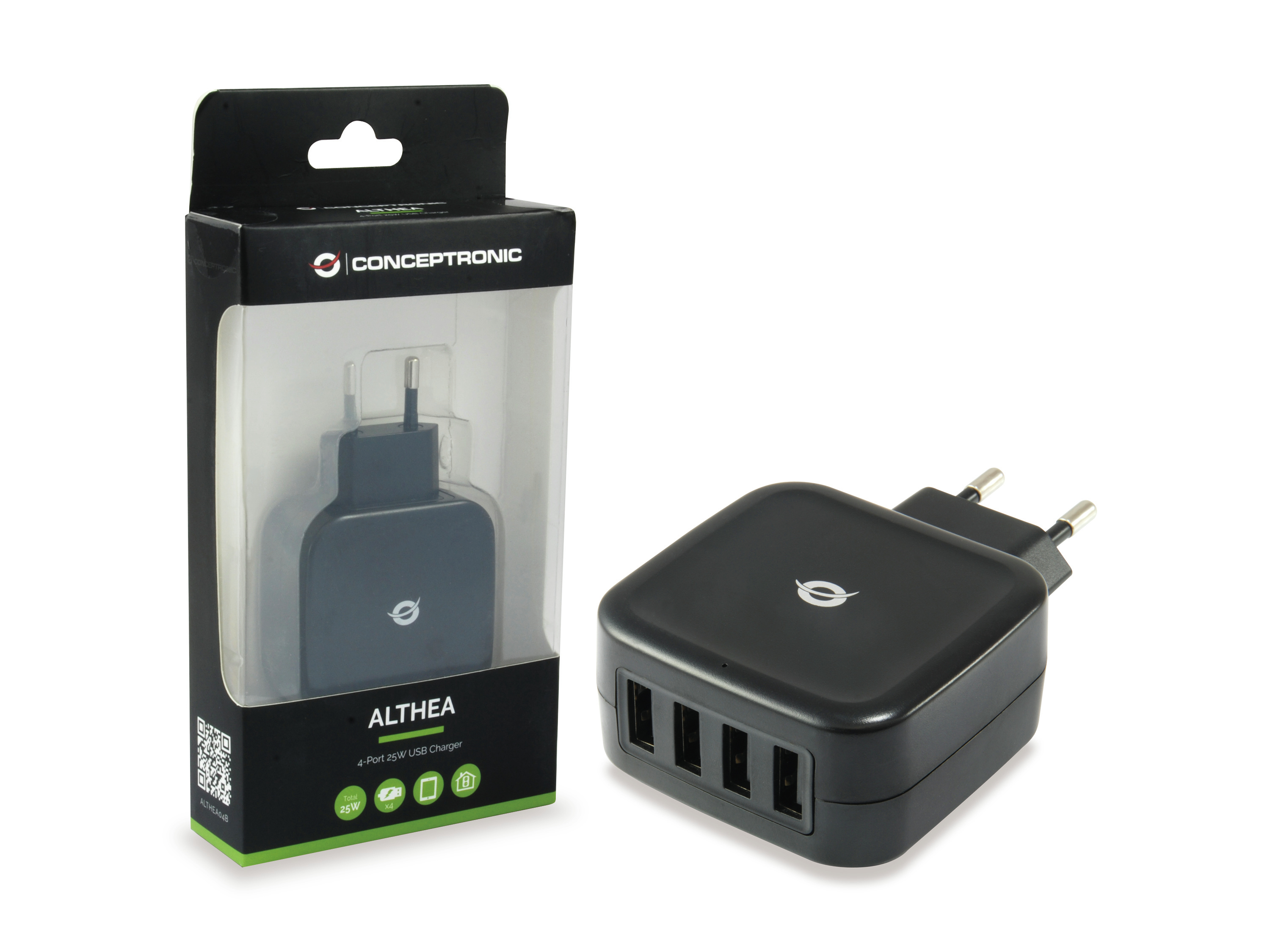 Conceptronic ALTHEA04B mobile device charger Universal Black AC Indoor