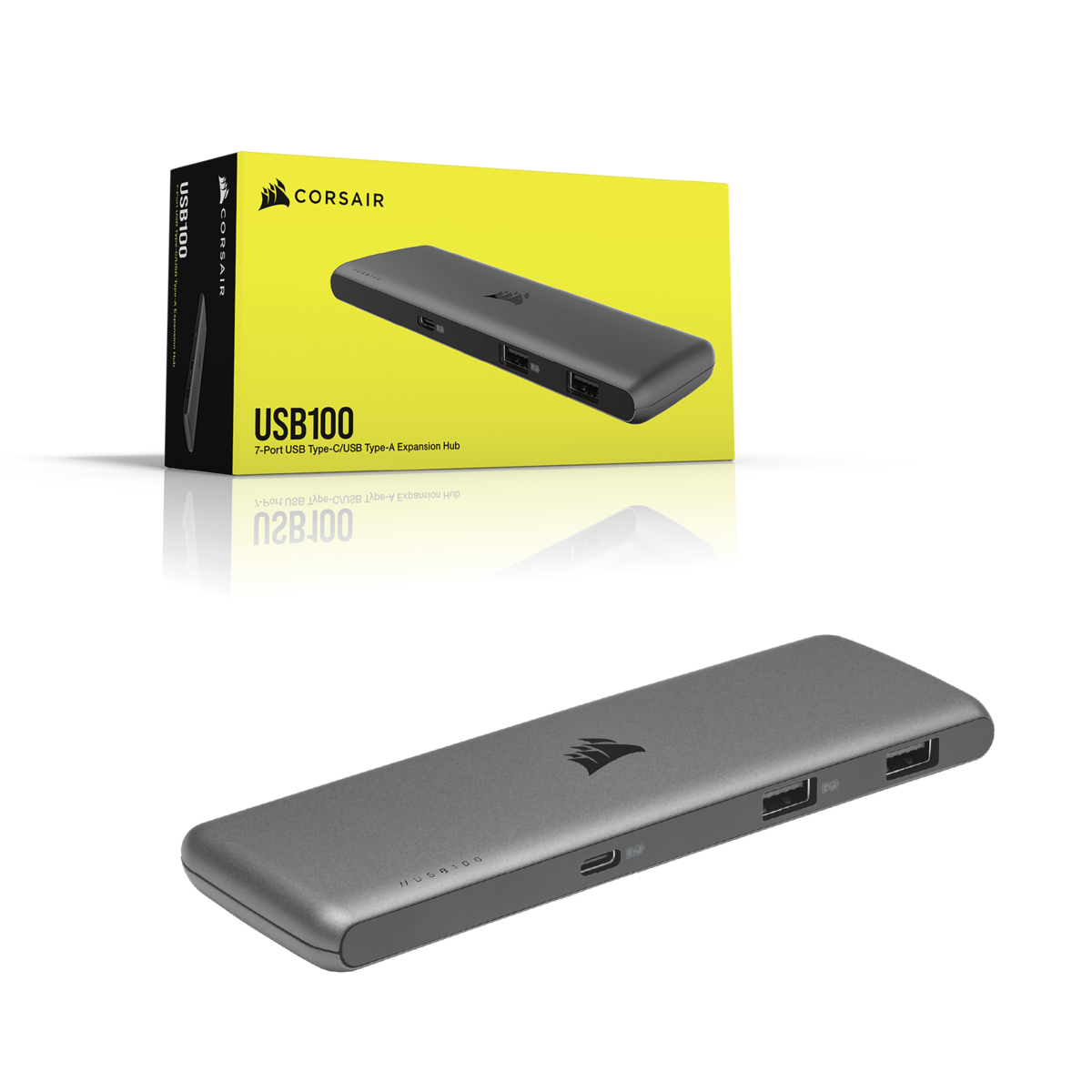 Corsair USB100 - Hub - 4 x SuperSpeed USB 3.0 + 3 x USB-C