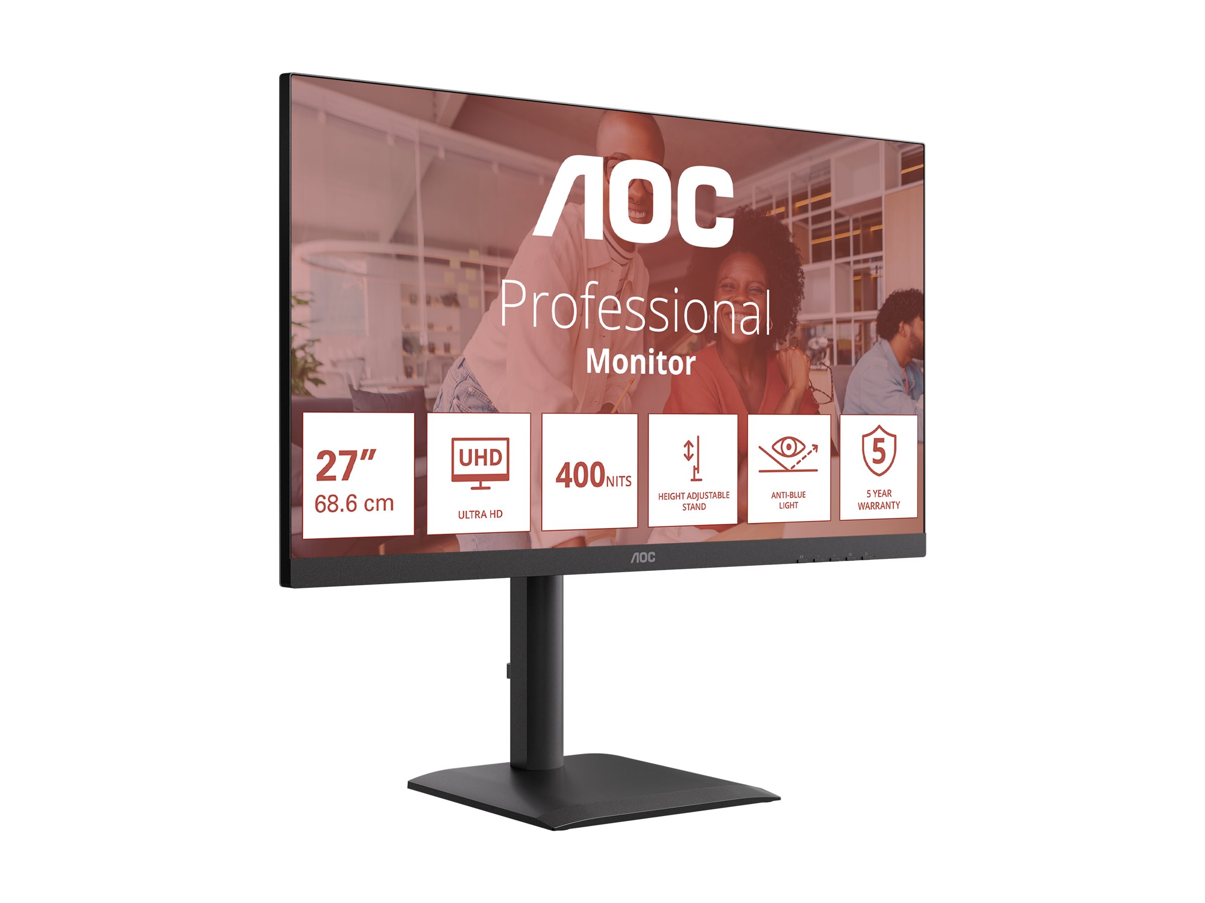 AOC E4 U27E4CV computer monitor 68.6 cm (27) 3840 x 2160 pixels 4K Ultra HD LED Black