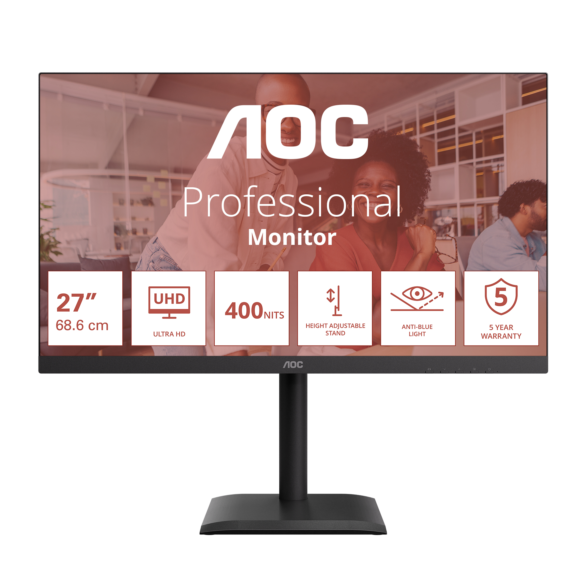 AOC E4 U27E4CV computer monitor 68.6 cm (27) 3840 x 2160 pixels 4K Ultra HD LED Black