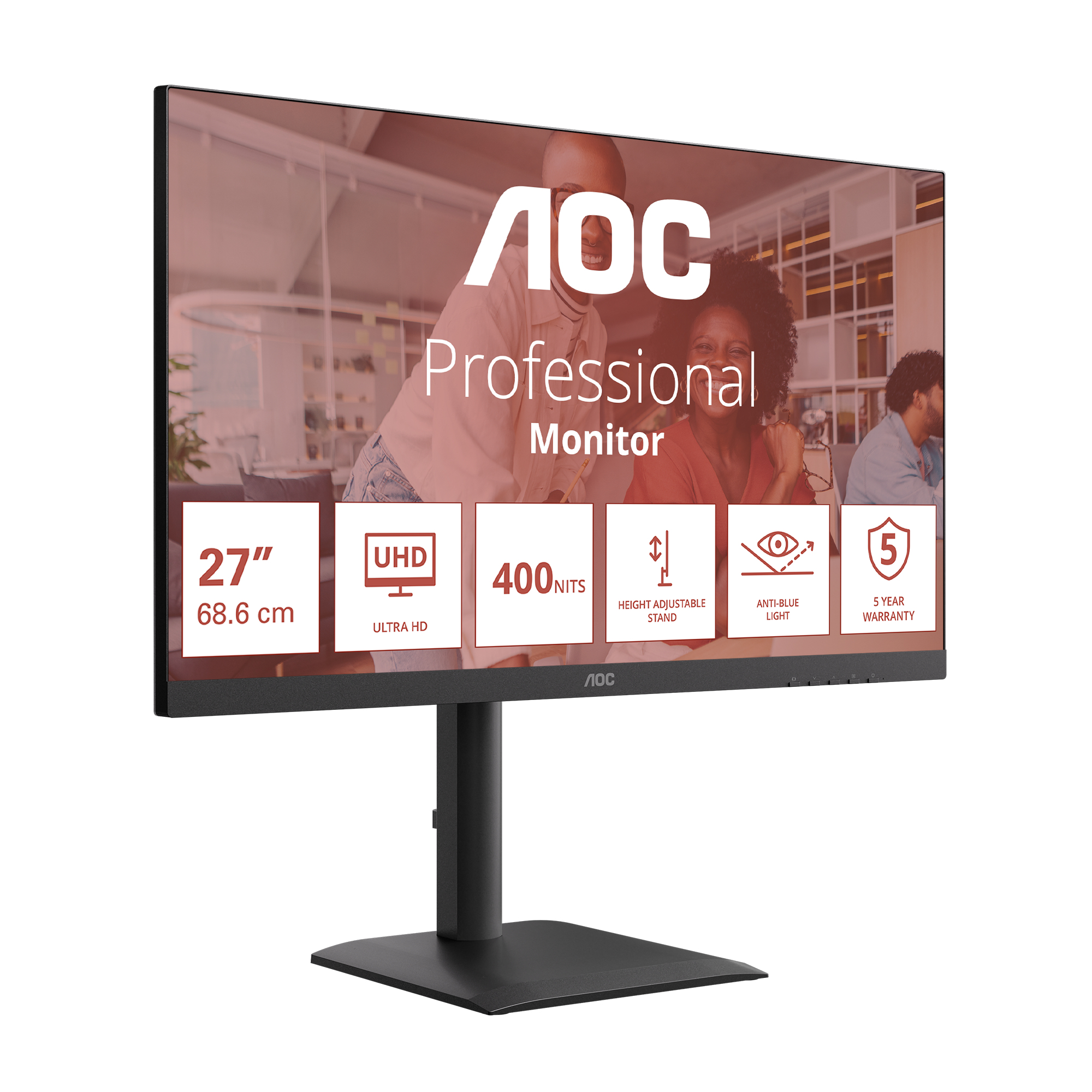 AOC E4 U27E4CV computer monitor 68.6 cm (27) 3840 x 2160 pixels 4K Ultra HD LED Black