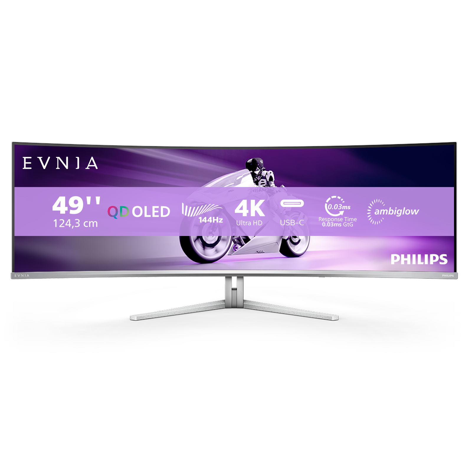 Philips Evnia 8000 49M2C8900L/00 pantalla para PC 124,2 cm (48.9) 5120 x 1440 Pixeles Dual QHD QDOLED Blanco