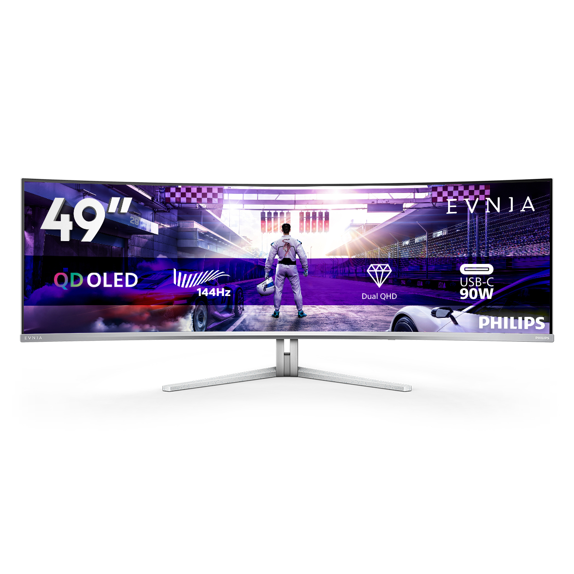 Philips Evnia 8000 49M2C8900L/00 pantalla para PC 124,2 cm (48.9) 5120 x 1440 Pixeles Dual QHD QD-OLED Blanco