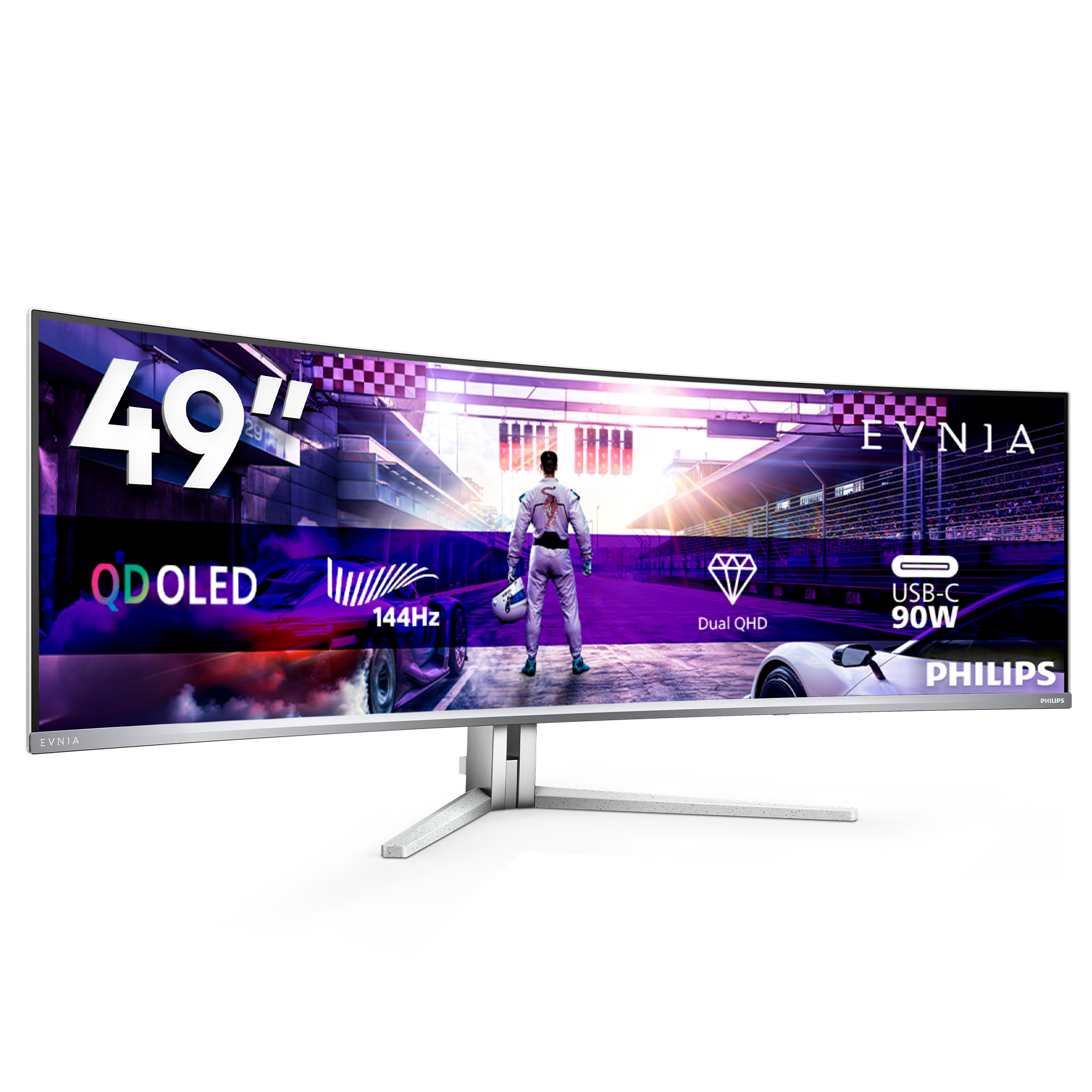 Philips Evnia 8000 49M2C8900L/00 pantalla para PC 124,2 cm (48.9) 5120 x 1440 Pixeles Dual QHD QD-OLED Blanco