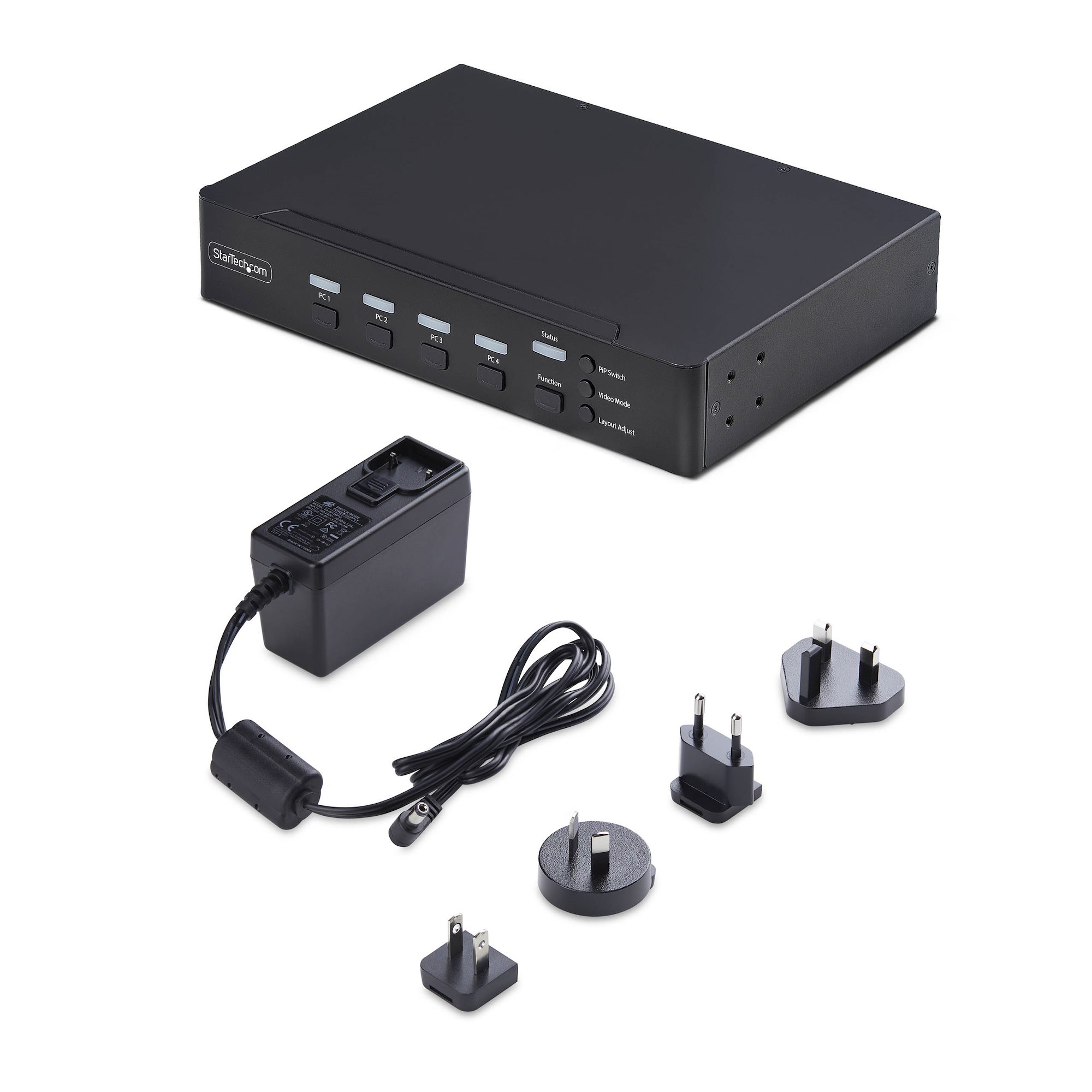StarTech.com Switch KVM de 4 Puertos DisplayPort con Mouse Roaming - KVM con Funci�n de Rat�n Itinerante - Multiview - Imagen en Imagen - 4K60 - Hub USB 3.0 - Control por Teclas de Acceso R�pido - TAA