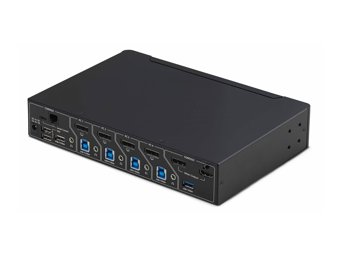 StarTech.com Switch KVM de 4 Puertos DisplayPort con Mouse Roaming - KVM con Funci�n de Rat�n Itinerante - Multiview - Imagen en Imagen - 4K60 - Hub USB 3.0 - Control por Teclas de Acceso R�pido - TAA