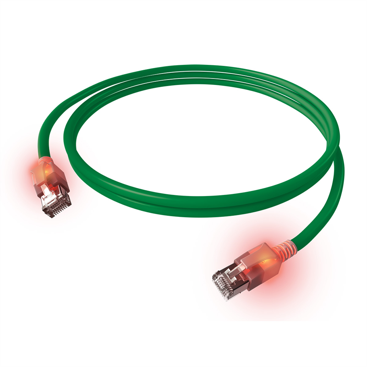EasyLan saCon EasyLan DualBoot LED-Patchkabel S/FTP, Kat.6A, 0,5m, grn - EasyLan DualBoot LED Patchkabel RJ45 S/FTP Kat.6A (Class EA)