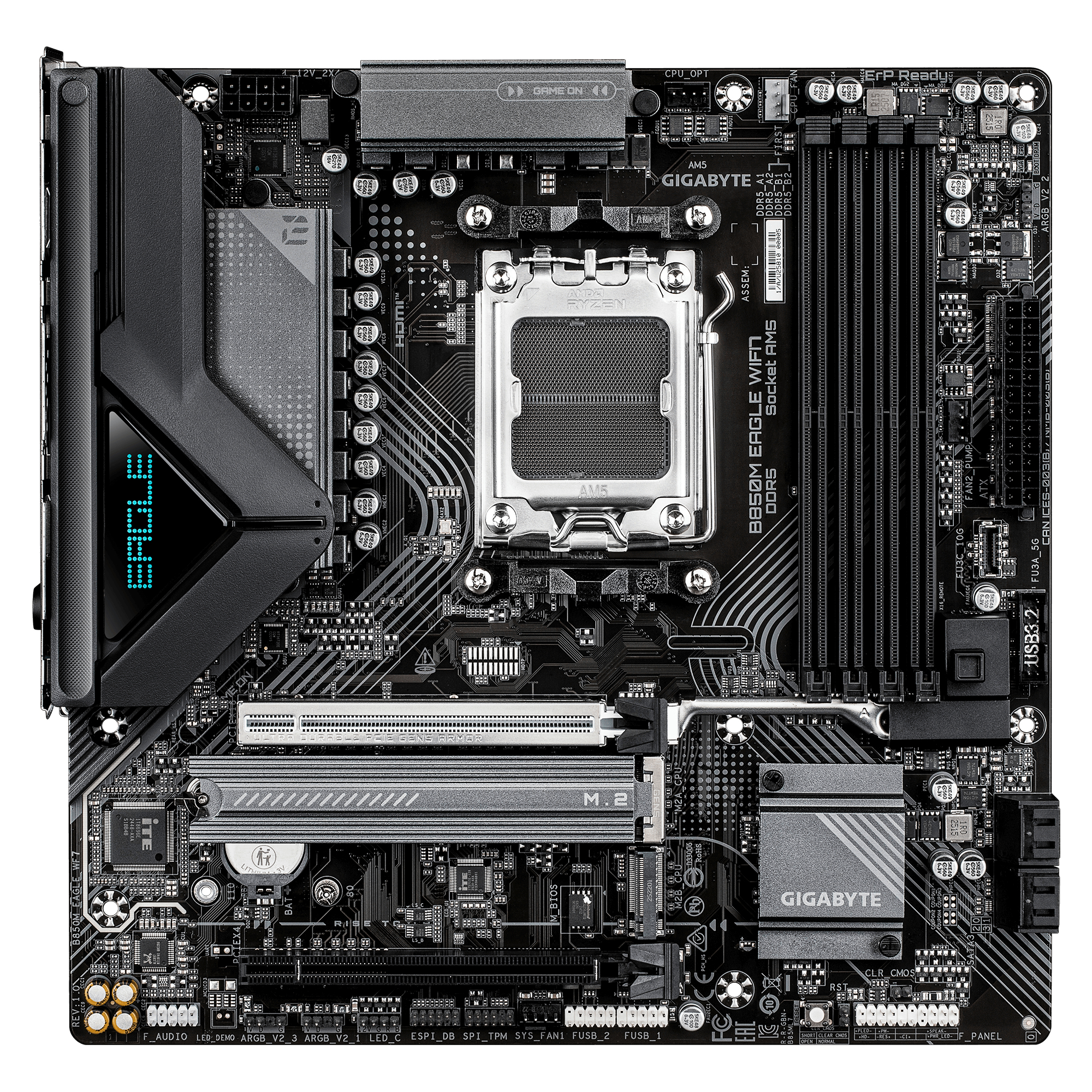GIGABYTE B850M EAGLE WIFI7 Placa Base CPUs AMD Ryzen Serie 9000, VRM digital de 8+2+2 fases, hasta 8200 MHz DDR5 (O.C.), 1� M.2 PCIe 5.0 + 1� M.2 PCIe 4.0, Wi-Fi 7, LAN 2.5 GbE, USB 3.2 Gen 2