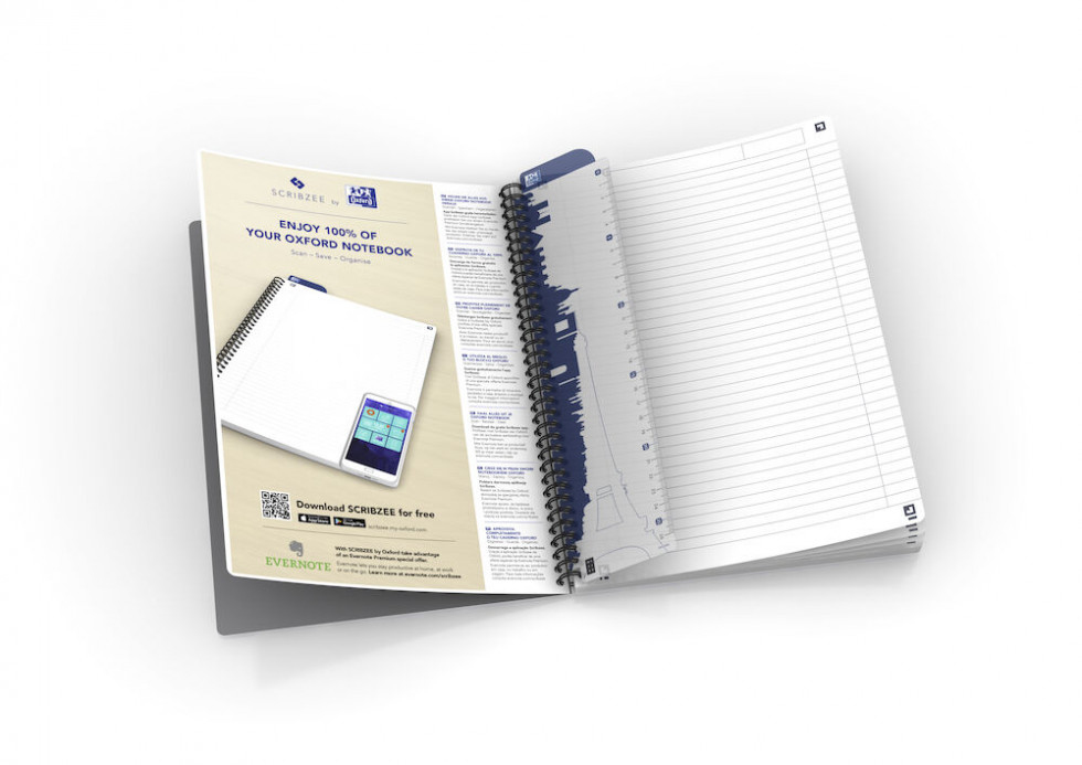Oxford Essentials - Muster - Schwarz - A4+ - 70 Bl�tter - 90 g/m� - Kariertes Papier