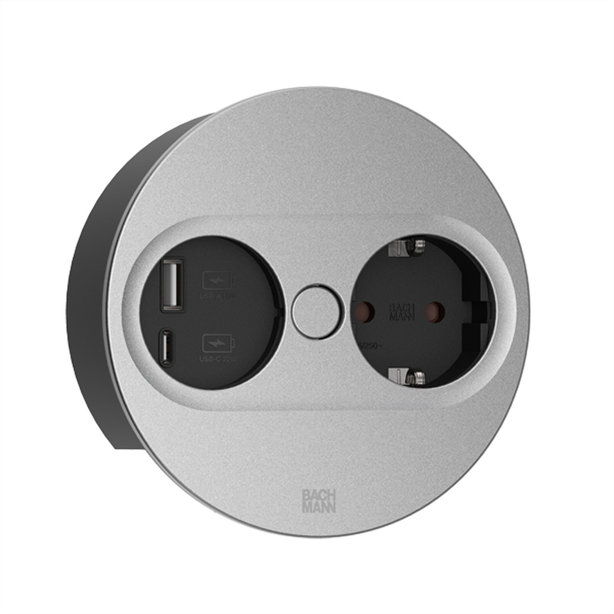 Bachmann TWIST 2 1xCEE7/3 1xUSB A/C 22W silber rund - Zubeh�r Stromversorgung