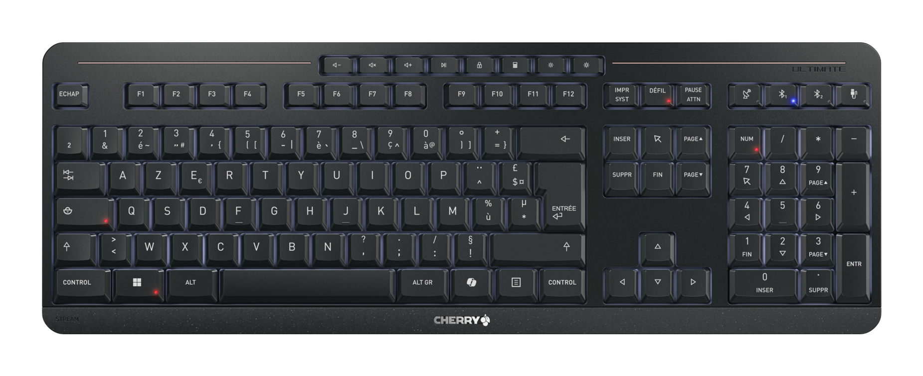 CHERRY Stream keyboard ultimate teclado Hogar / Oficina USB + RF Wireless + Bluetooth AZERTY Franc�s Negro