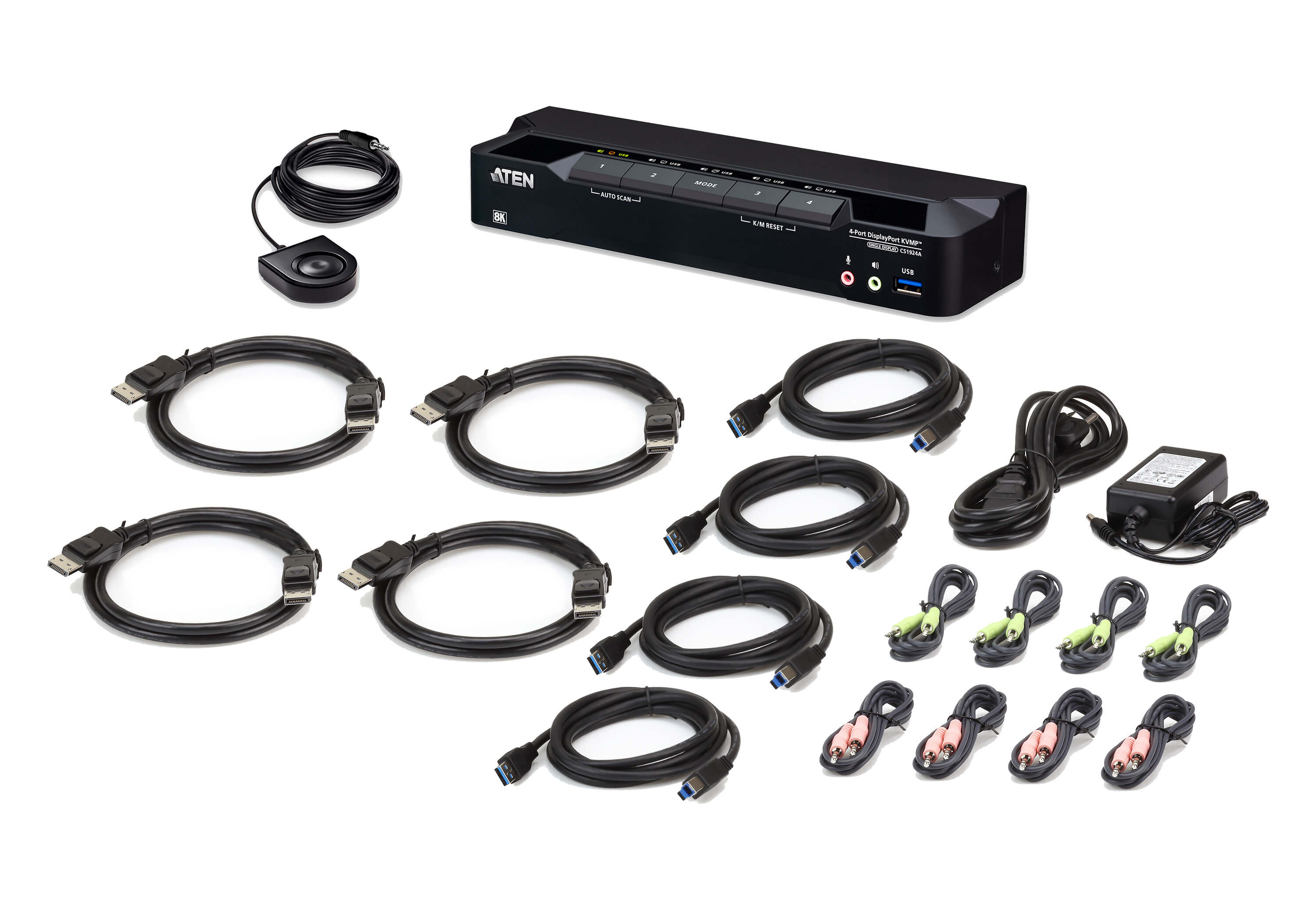 ATEN 4-Port USB 3.0 8K DisplayPort KVMP Switch (Cables included)
