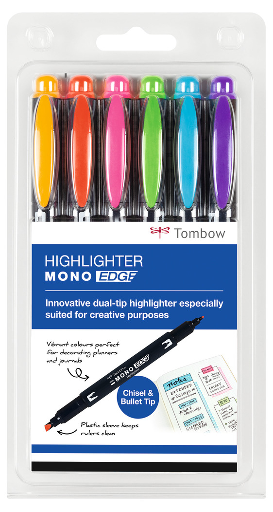 Tombow MONO edge marqueur 6 pi�ce(s) Pointe fine/ogive Multicolore