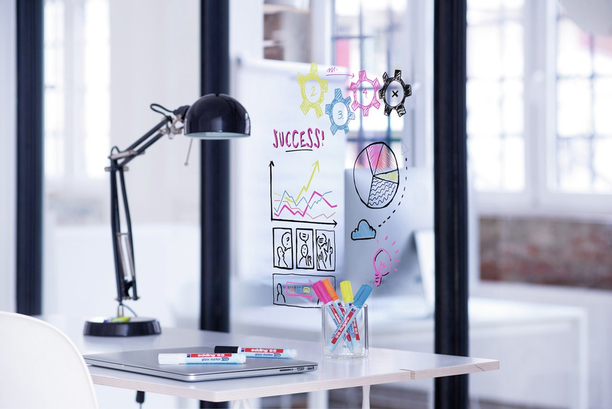 Edding 95 Glass marker 6 pc(s) Bullet tip Black, Blue, Orange, Pink, White, Yellow