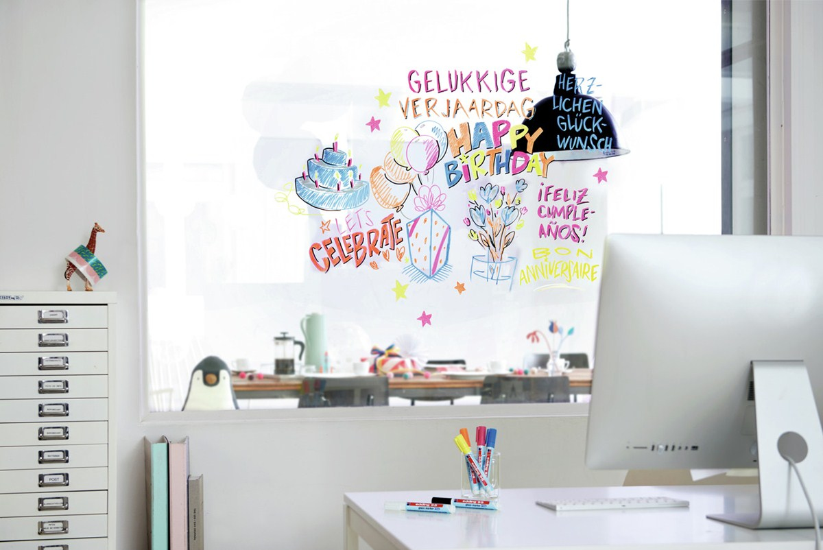 Edding 95 Glass marker 6 pc(s) Bullet tip Black, Blue, Orange, Pink, White, Yellow