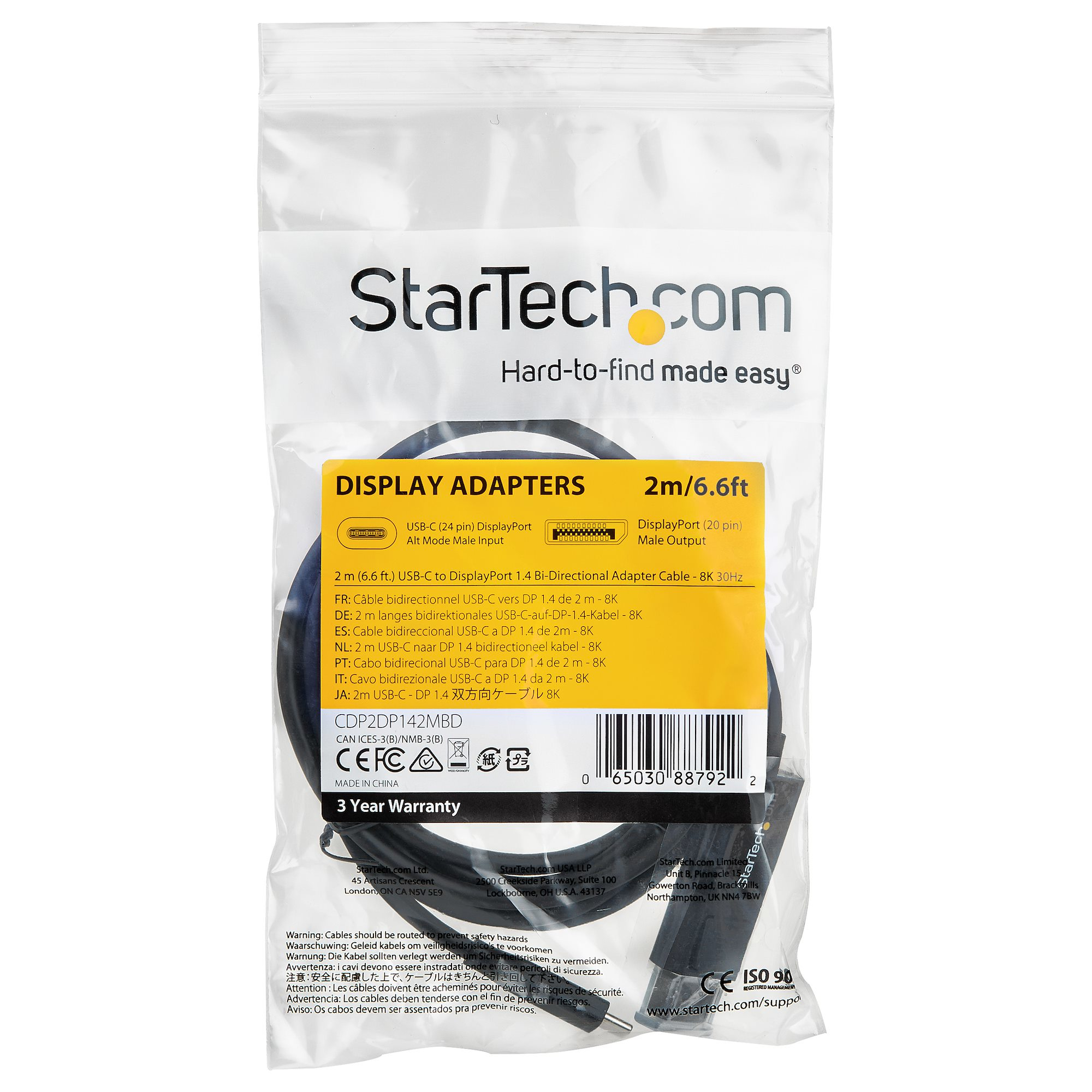 StarTech.com Câble video DisplayPort 1.4 de 3 m - DisplayPort