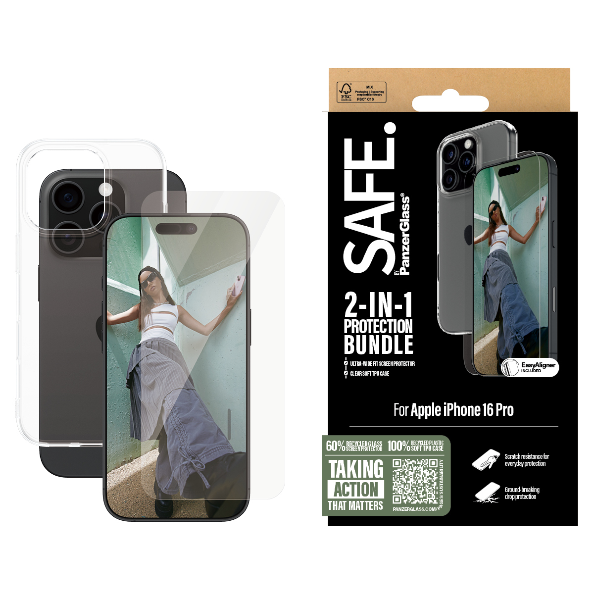 PanzerGlass SAFE. by � 2-in-1 Protection Bundle iPhone 16 Pro Protector de pantalla Apple 1 pieza(s)