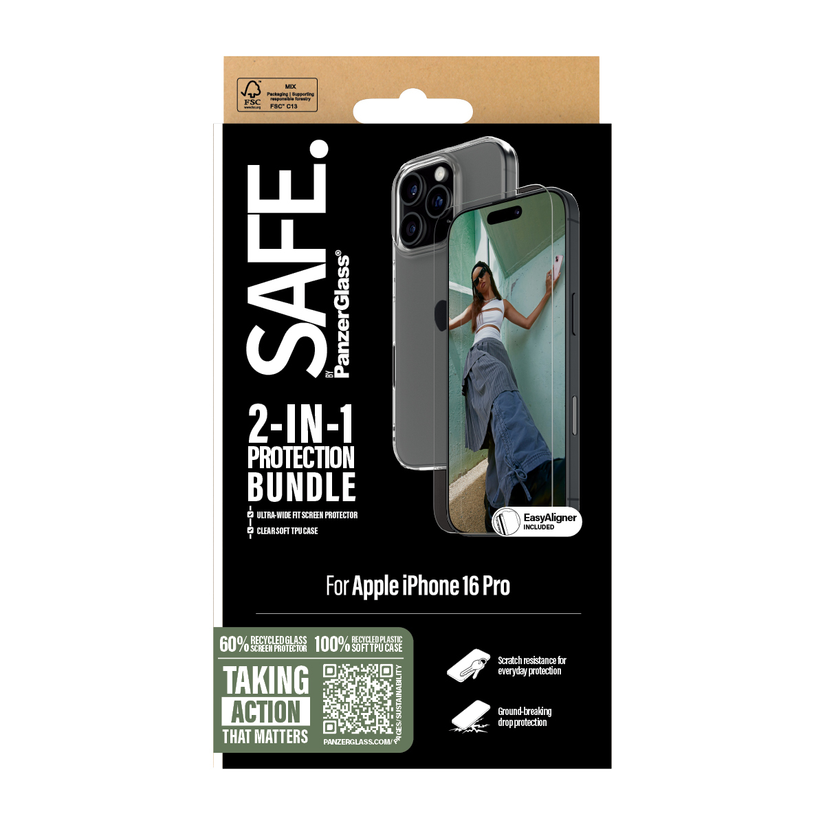 PanzerGlass SAFE. by � 2-in-1 Protection Bundle iPhone 16 Pro Protector de pantalla Apple 1 pieza(s)