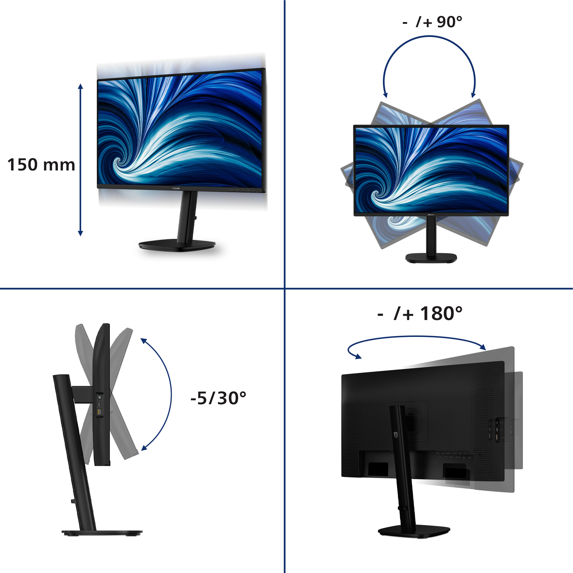 Philips 3000 series 27B2U3301/00 computer monitor 68.6 cm (27) 1920 x 1080 pixels Full HD LCD Black