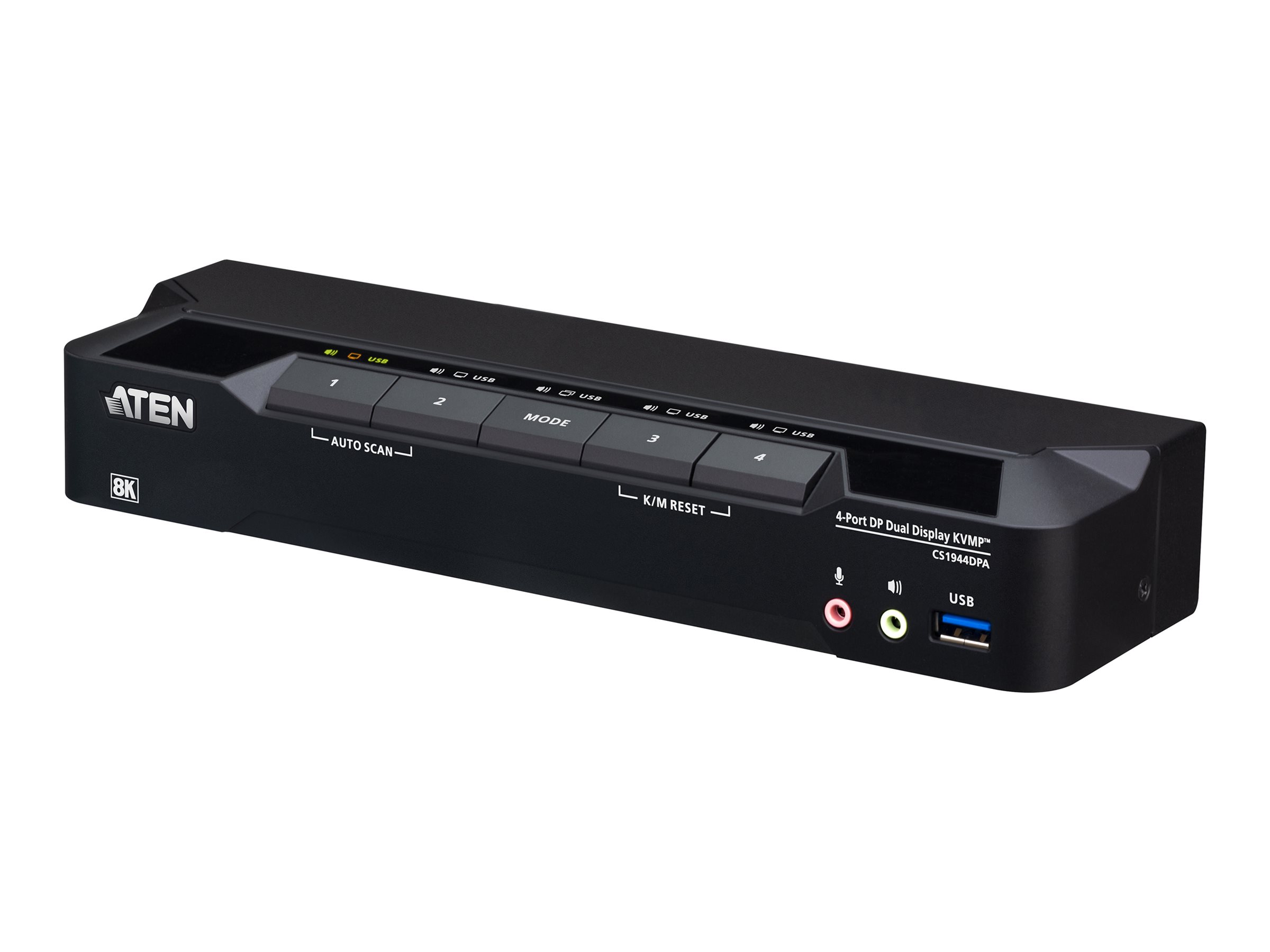 ATEN Switch KVMP a 4 porte USB 3.0 con DisplayPort 8K e doppio schermo (cavi inclusi)