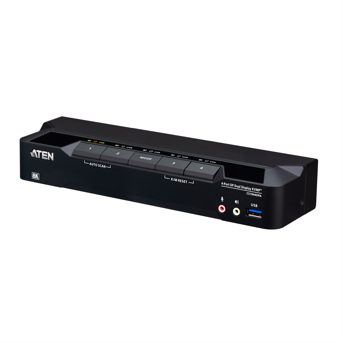 ATEN Switch KVMP a 4 porte USB 3.0 con DisplayPort 8K e doppio schermo (cavi inclusi)