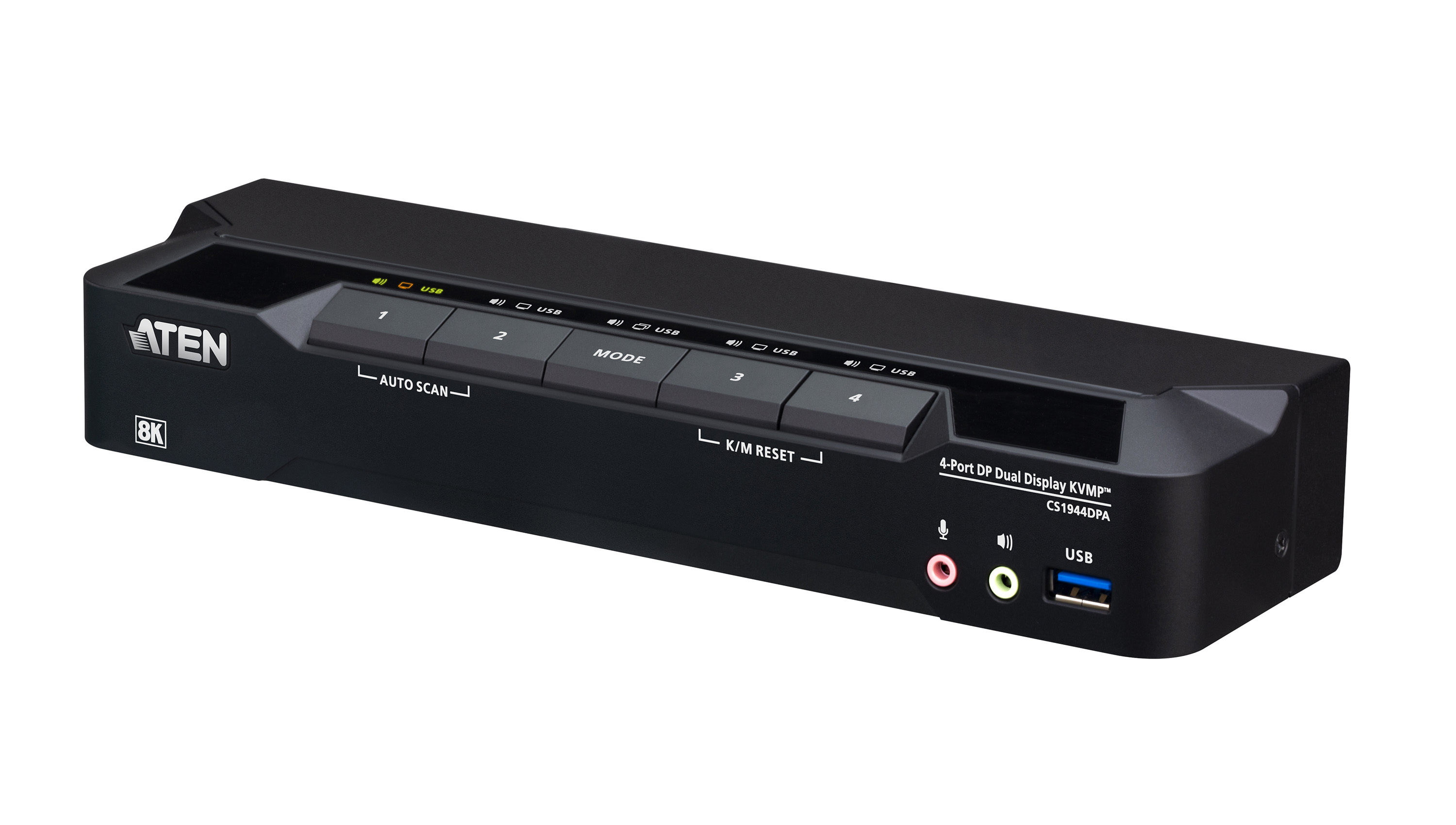 ATEN Switch KVMP a 4 porte USB 3.0 con DisplayPort 8K e doppio schermo (cavi inclusi)
