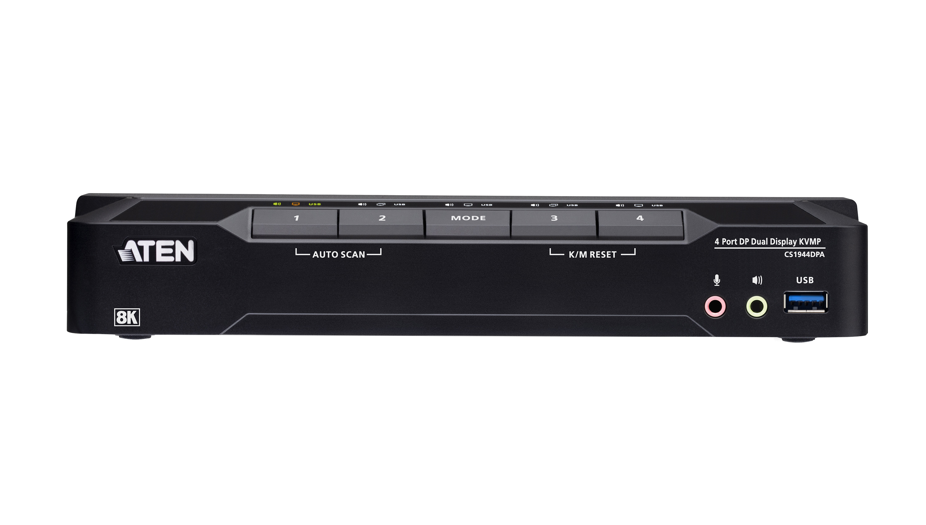 ATEN Switch KVMP a 4 porte USB 3.0 con DisplayPort 8K e doppio schermo (cavi inclusi)