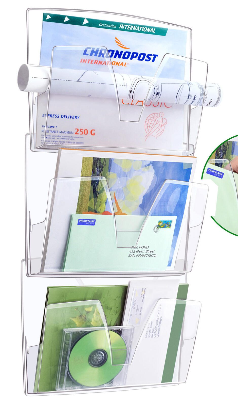 CEP Office Solution Wandprospekthalter transparent DIN A4 3 Fcher