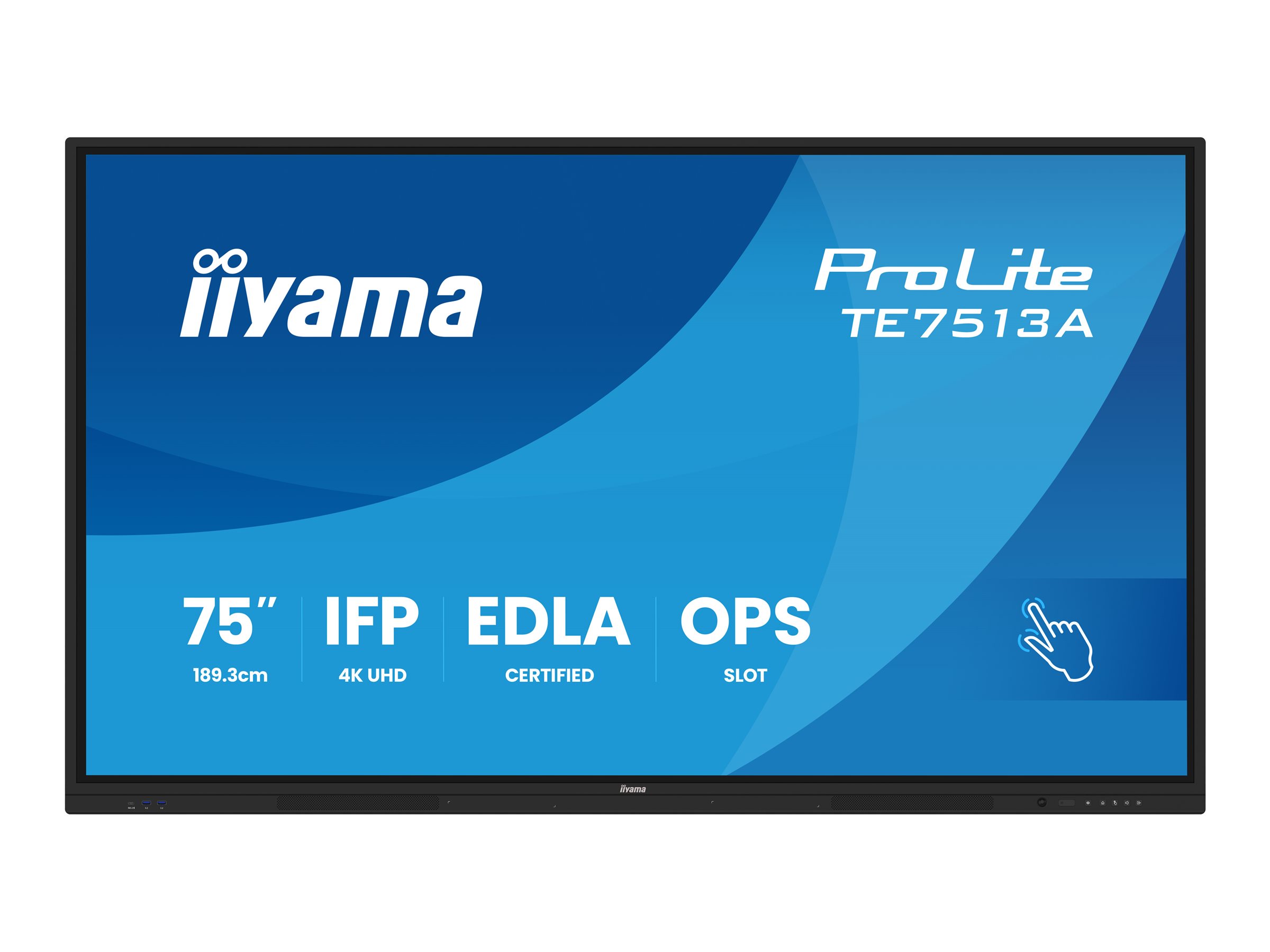 iiyama TE7513A-B2AG Signage Display Interactive flat panel 190.5 cm (75) Wi-Fi 500 cd/m� 4K Ultra HD Black Touchscreen Built-in processor Android 24/7