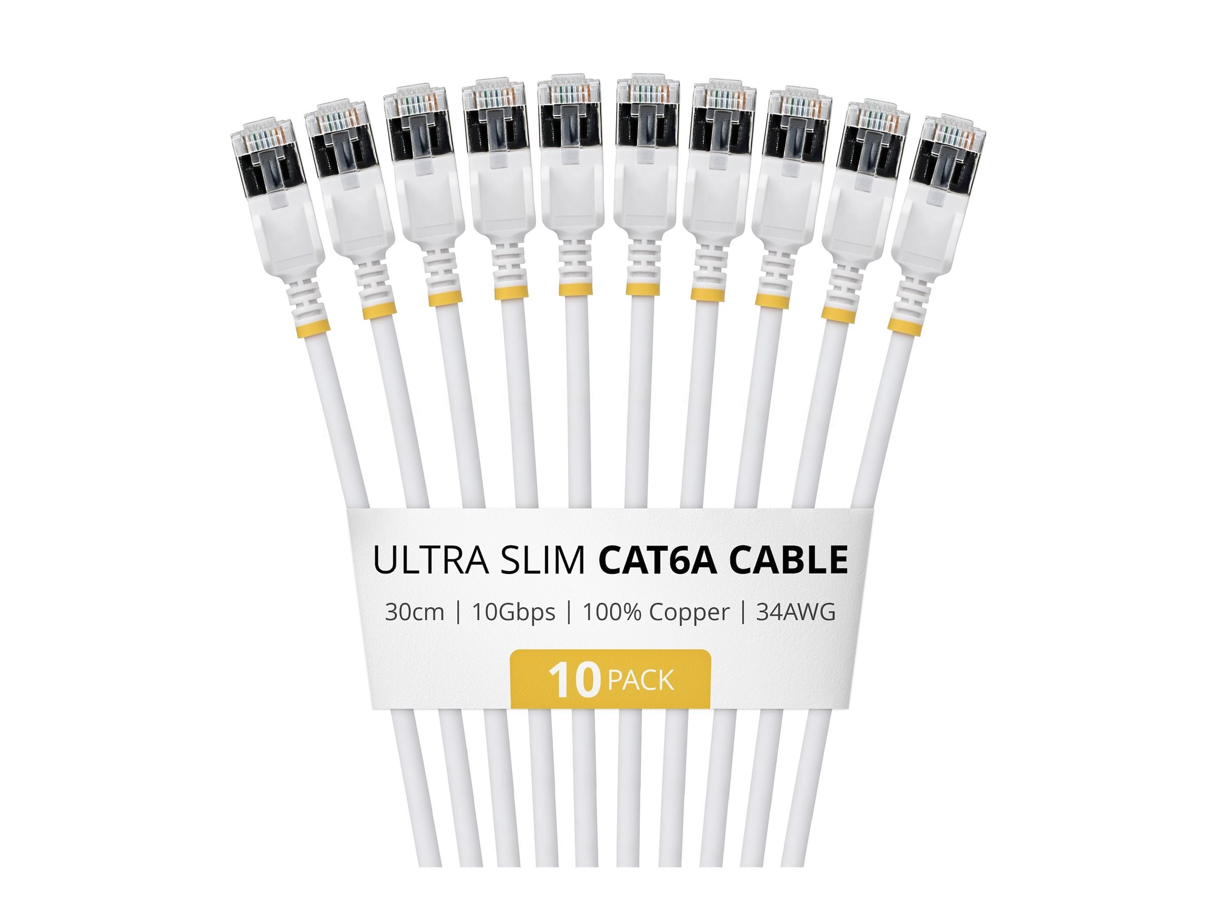 StarTech.com 6ASTP34WHS30CM10PK c�ble de r�seau Blanc 0,3 m Cat6a U/FTP (STP) Rond