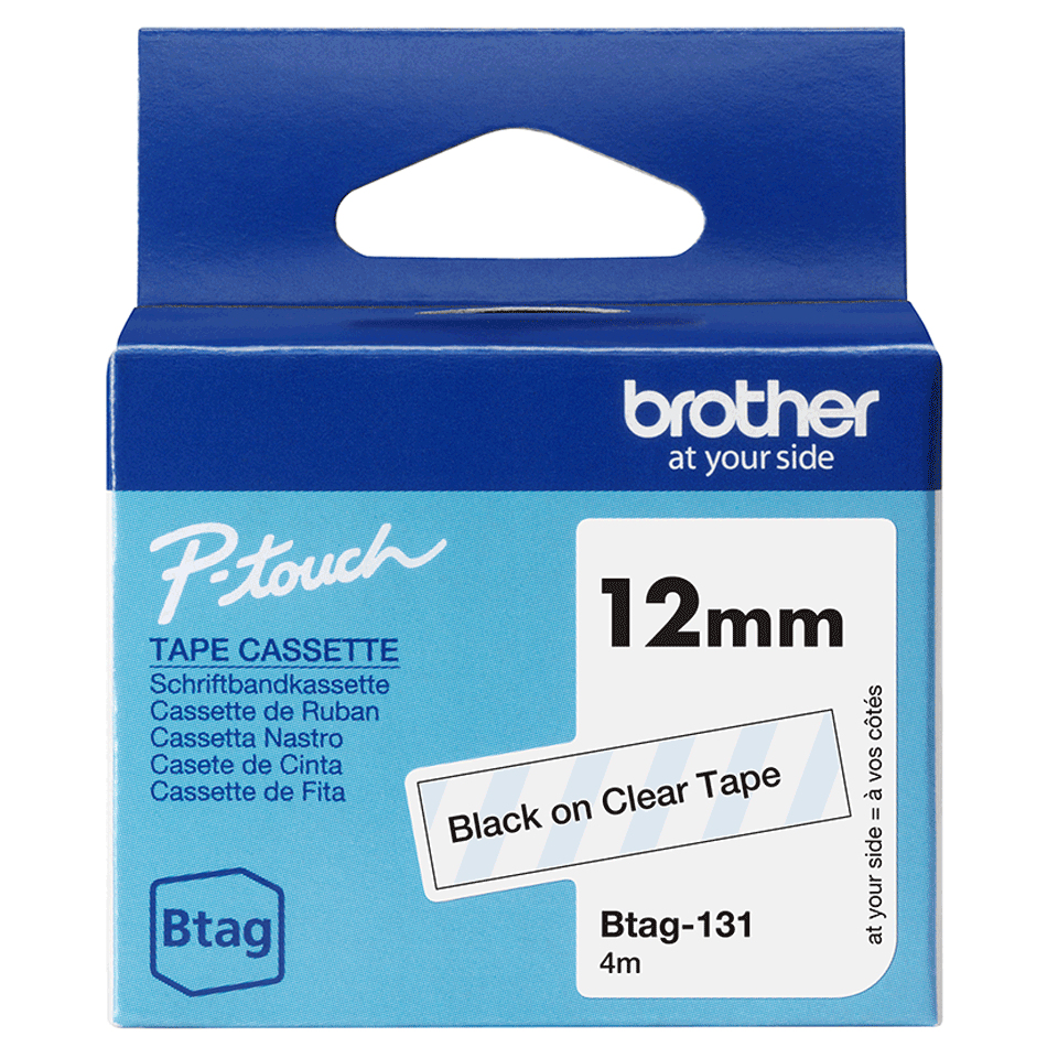 Brother BTAG-131 cinta para impresora de etiquetas Negro sobre transparente