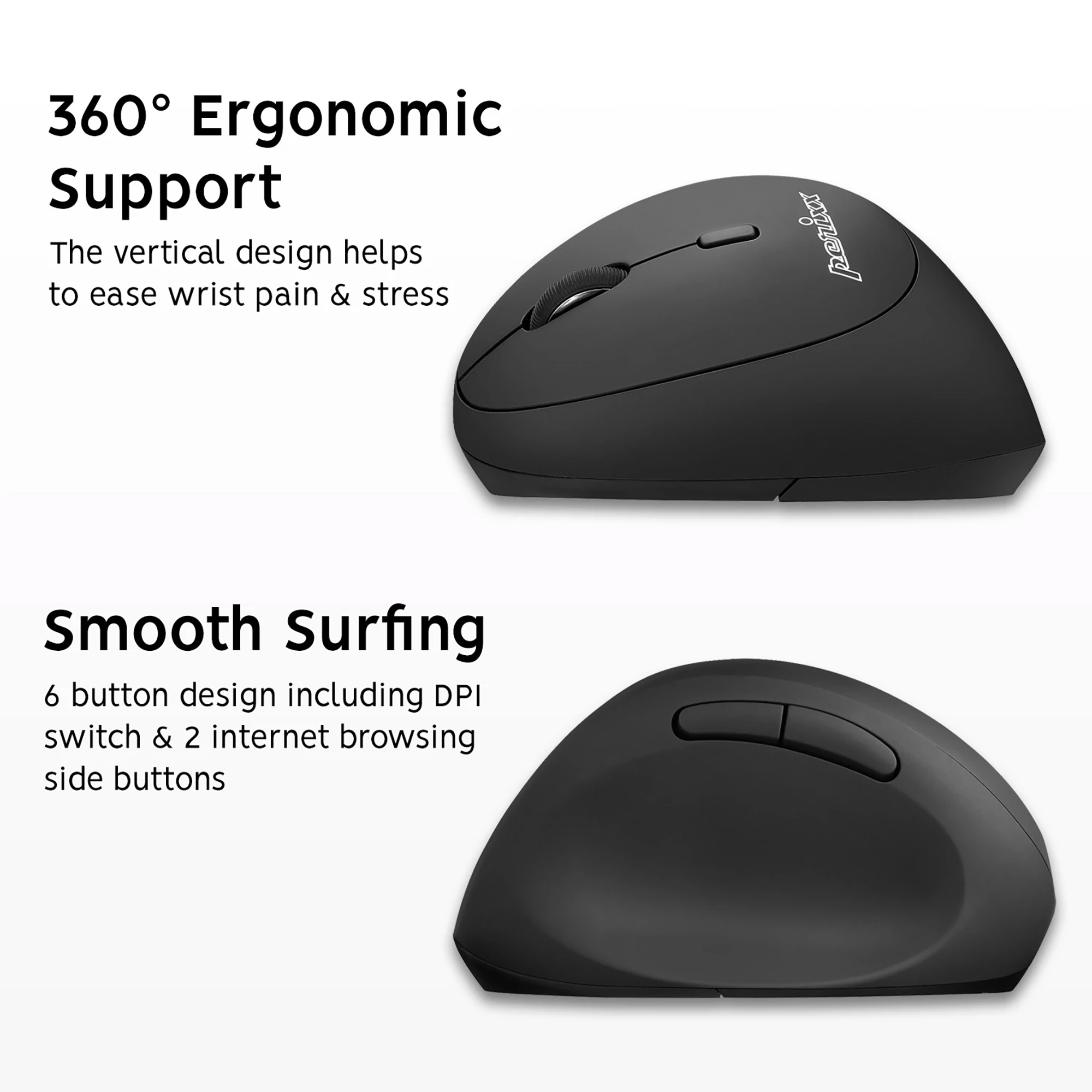 Perixx PERIMICE-719L mouse Left-hand RF Wireless + USB Type-A Optical 1600 DPI
