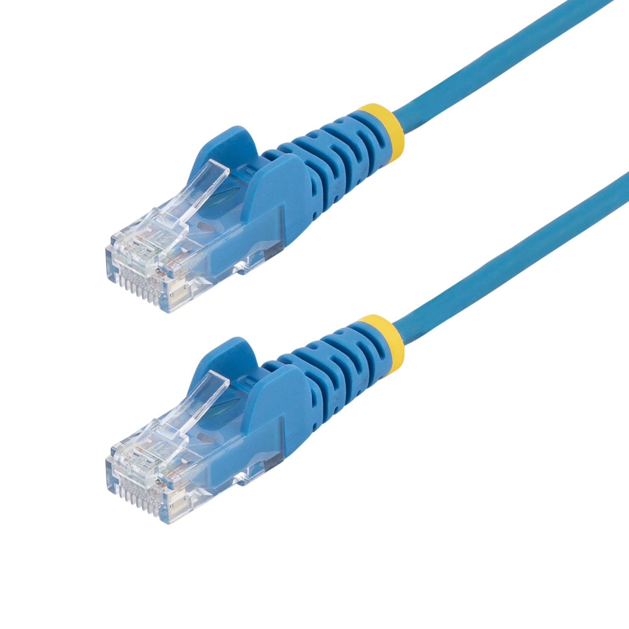 StarTech.com 25cm Blue Slim CAT6 Ethernet Cable, Snagless, 100W PoE, UTP, LSZH, 28AWG Pure Bare Copper Wire, Slim RJ45 Network Patch Cord w/Strain Reliefs, Fluke Tested
