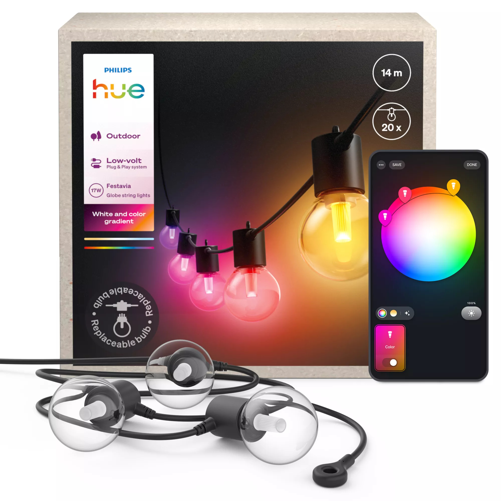 Philips Hue White and colour ambience 8720169371538 smart lighting Smart string light Bluetooth/Zigbee 17.1 W