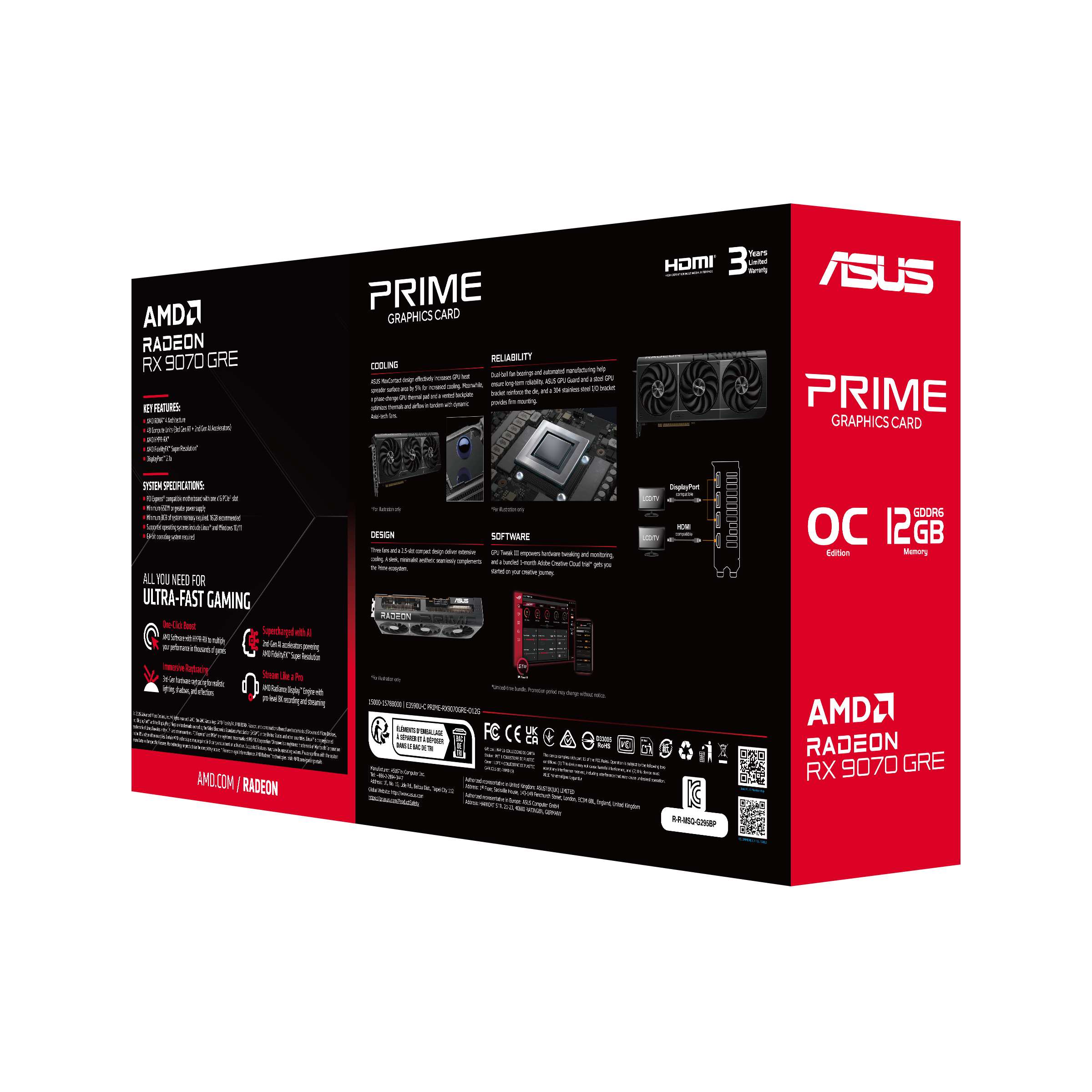 ASUS Prime -RX9070GRE-O12G-EVO AMD Radeon RX 9070 GRE 12 GB GDDR6