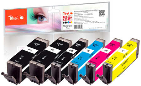 Peach PI100-188 cartouche dencre 6 pi�ce(s) Compatible Rendement �lev� (XL) Noir, Cyan, Magenta, Photo noire, Jaune