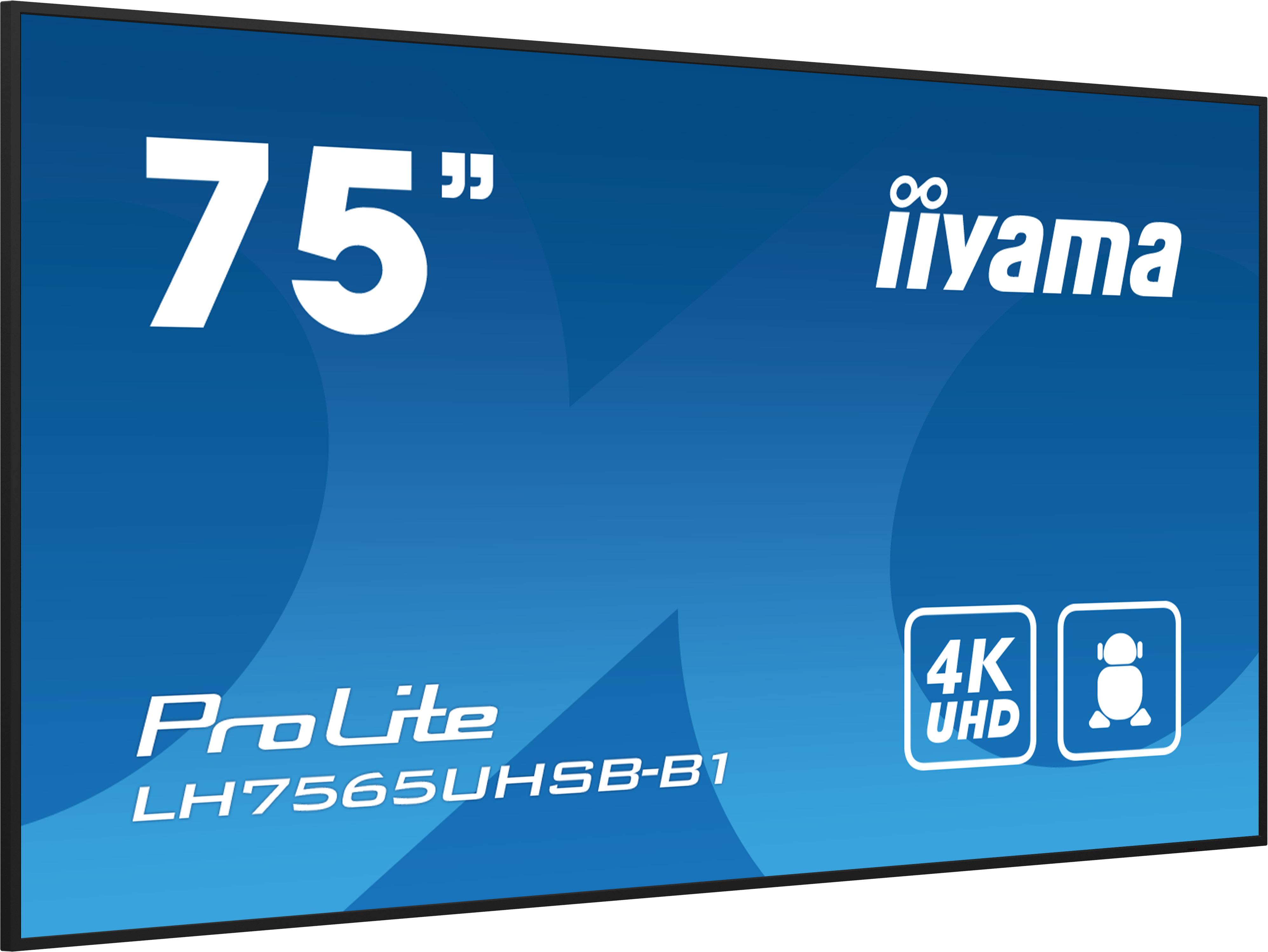 iiyama LH7565UHSB-B1 Signage Display Kiosk design 189.2 cm (74.5) LED Wi-Fi 800 cd/m� 4K Ultra HD Black Built-in processor Android 11 24/7