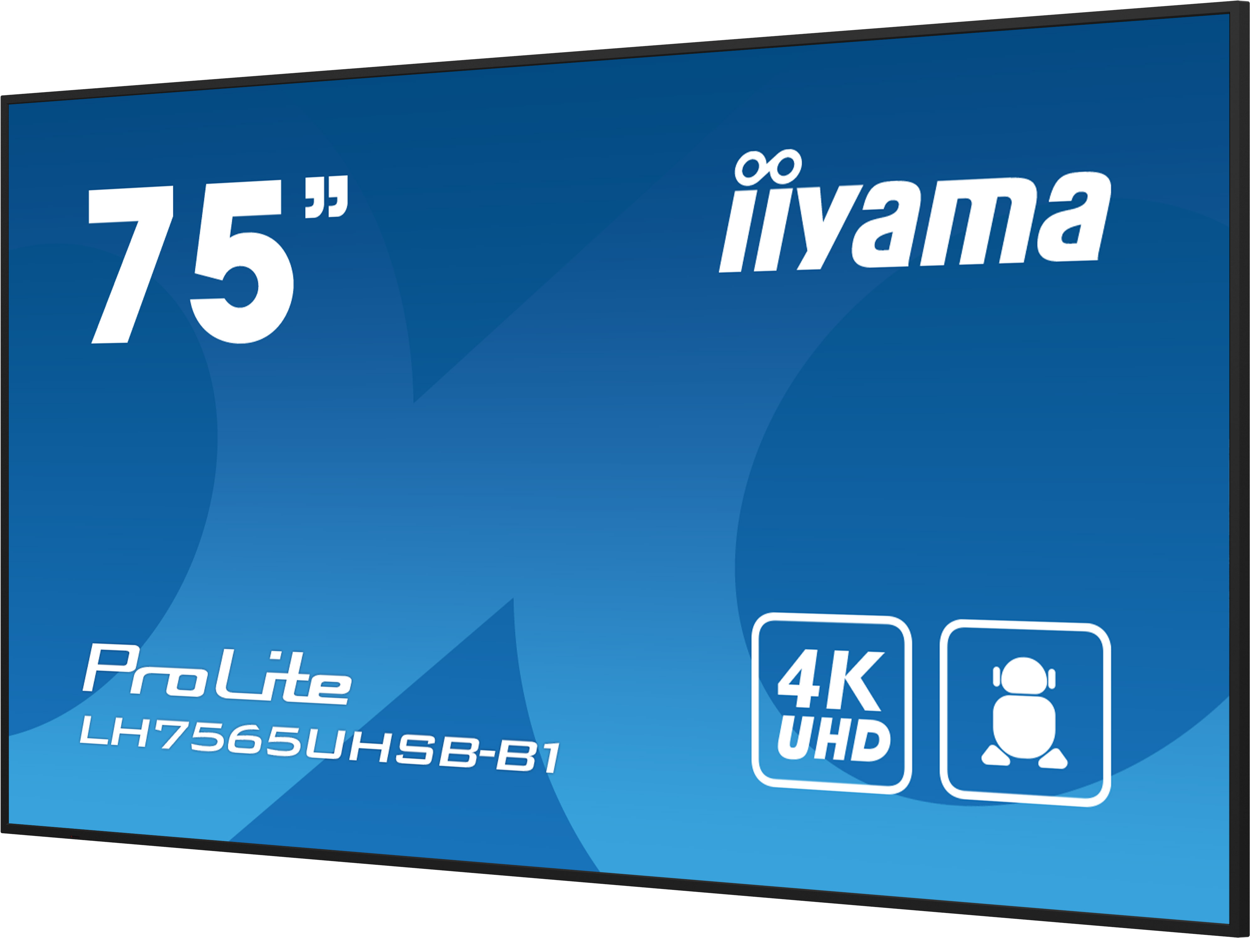 iiyama LH7565UHSB-B1 Signage Display Kiosk design 189.2 cm (74.5) LED Wi-Fi 800 cd/m� 4K Ultra HD Black Built-in processor Android 11 24/7