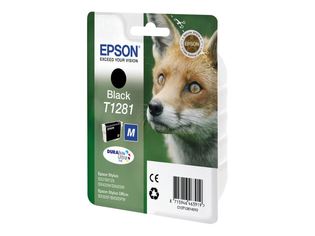 Epson Fox Singlepack Black T1281 DURABrite Ultra Ink