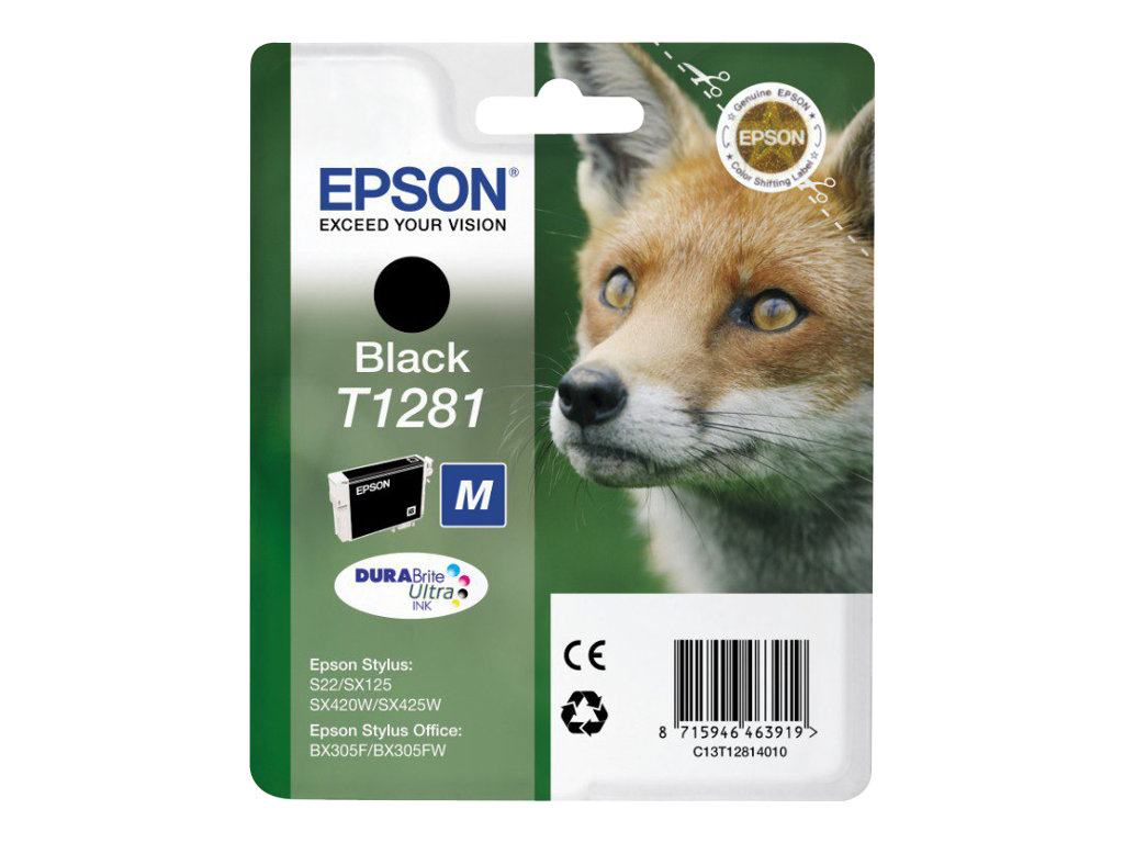 Epson Fox Singlepack Black T1281 DURABrite Ultra Ink