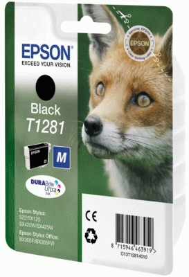 Epson Fox Singlepack Black T1281 DURABrite Ultra Ink