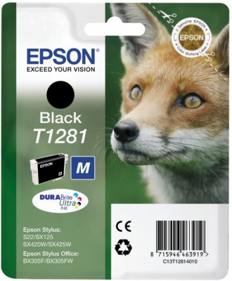 Epson Fox Singlepack Black T1281 DURABrite Ultra Ink