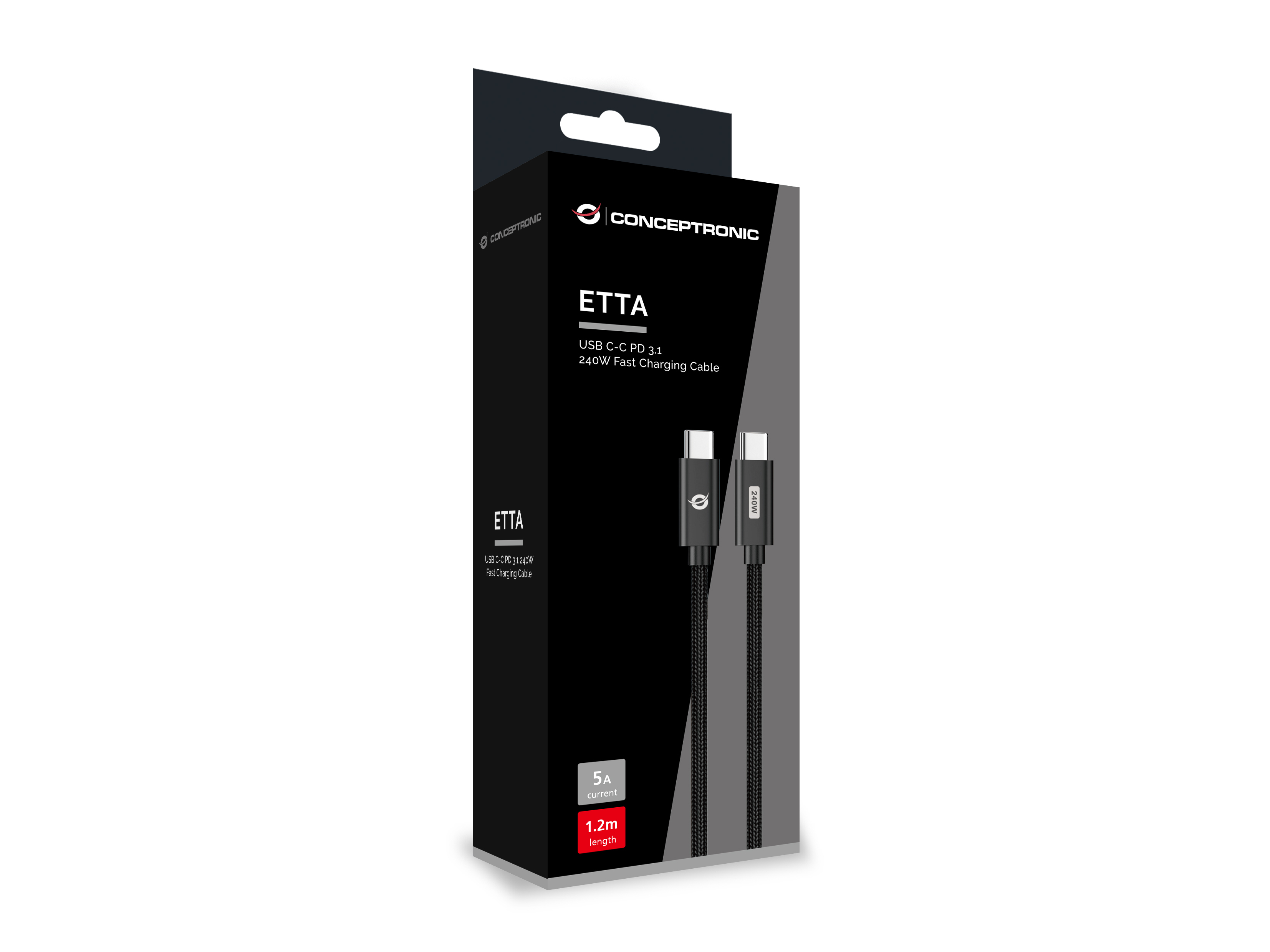 Conceptronic ETTA03B12 cavo USB USB 2.0 1,2 m USB C Nero