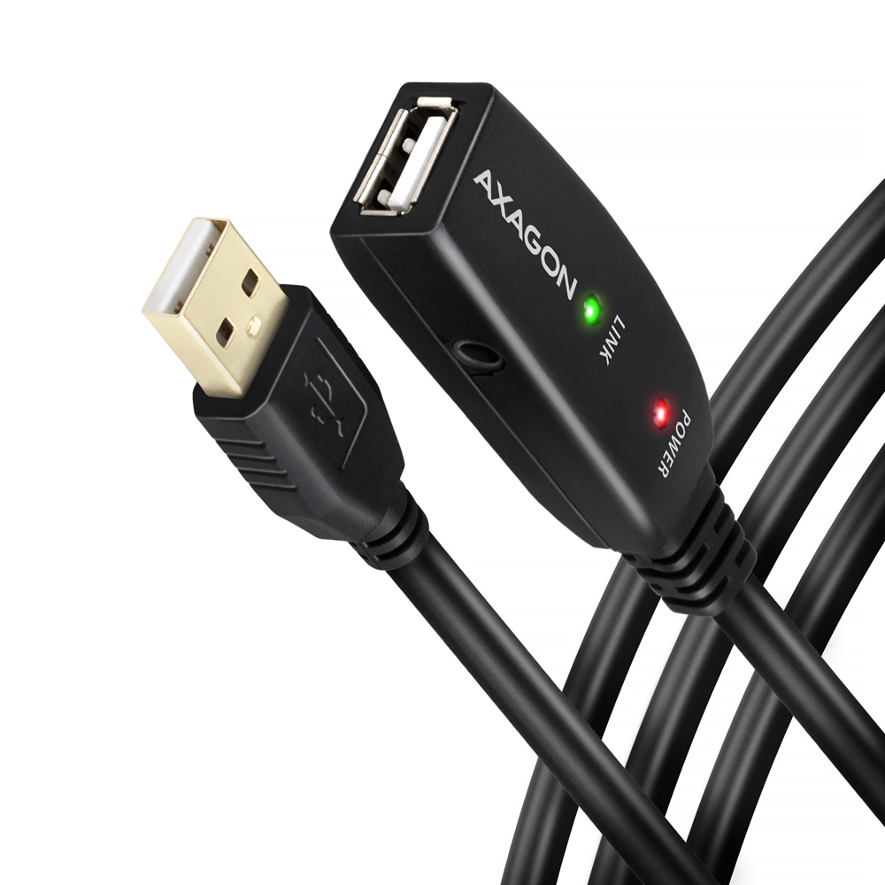 Axagon ADR-220 USB 2.0 A-M -> A-F active extension/repeater cable 20m - Kabel - Digital/Daten USB cable USB A Black