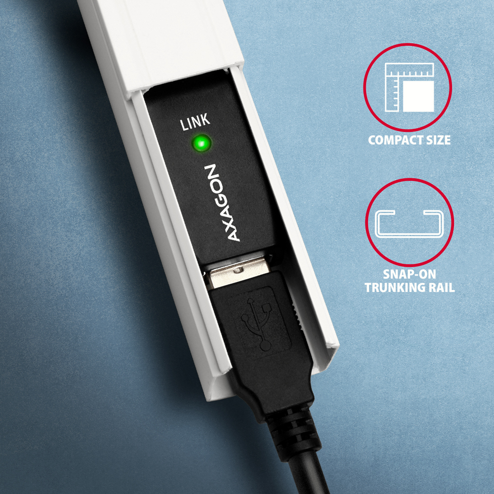 Axagon ADR-220 USB 2.0 A-M -> A-F active extension/repeater cable 20m - Kabel - Digital/Daten USB cable USB A Black