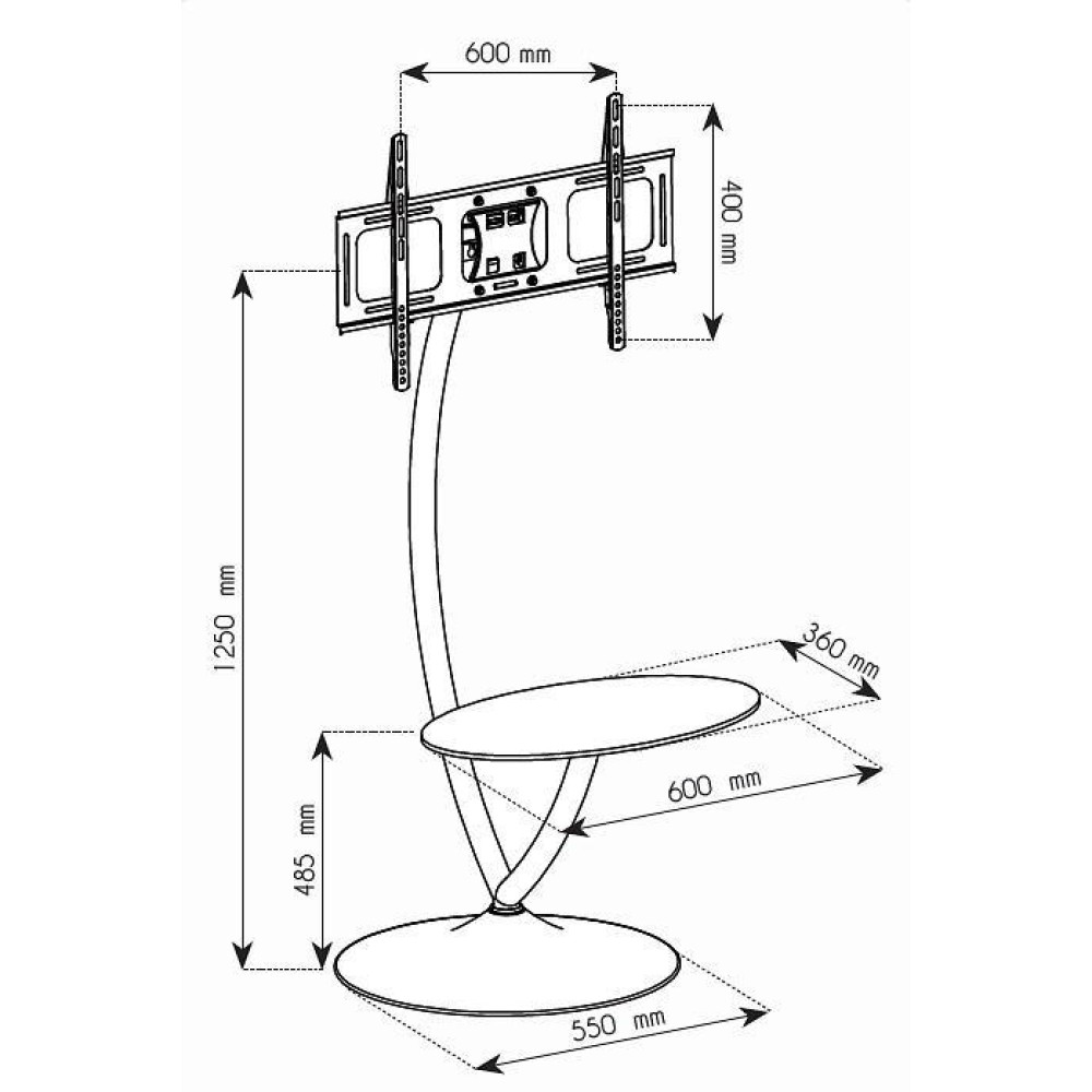 Techly Supporto a Pavimento con Base Rotonda e Mensola per TV LCD/LED 32-70